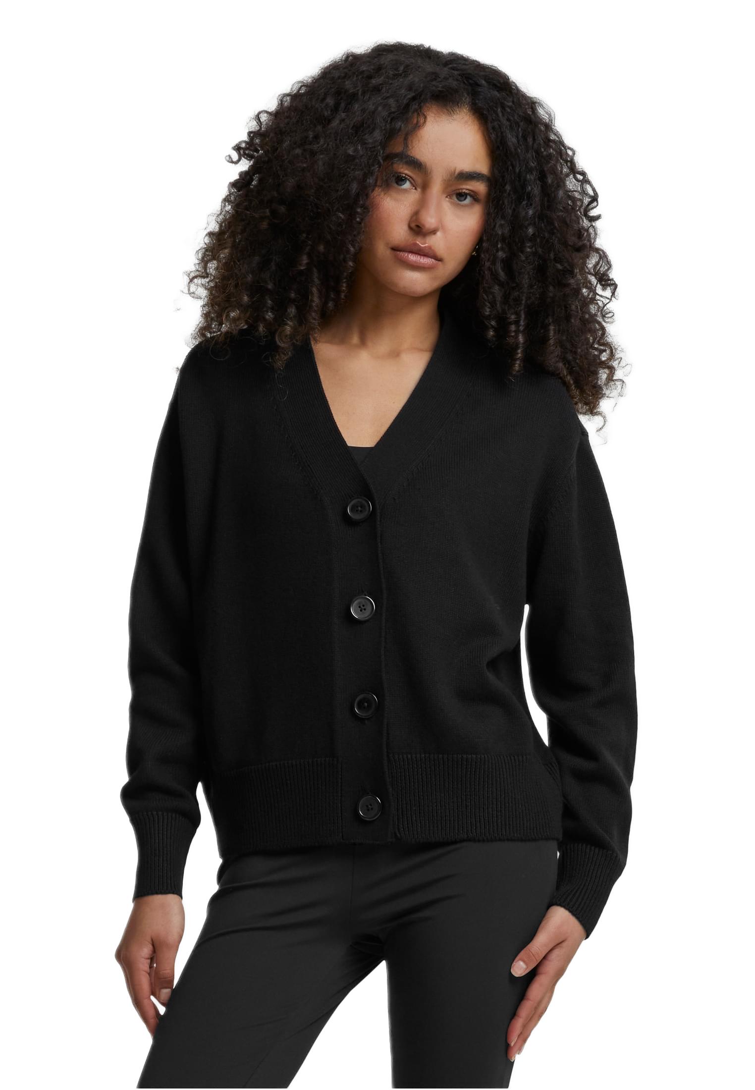 Ladies Rib Cardigan Urban Classics TB6899-00007 Black