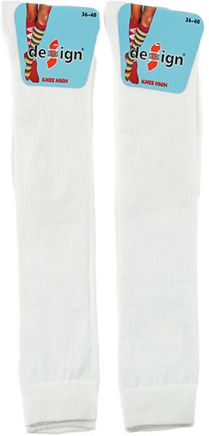 Γυναικείες βαμβακερές Κάλτσες Knee-High 2 ζευγάρια Design 6081 Ασπρο