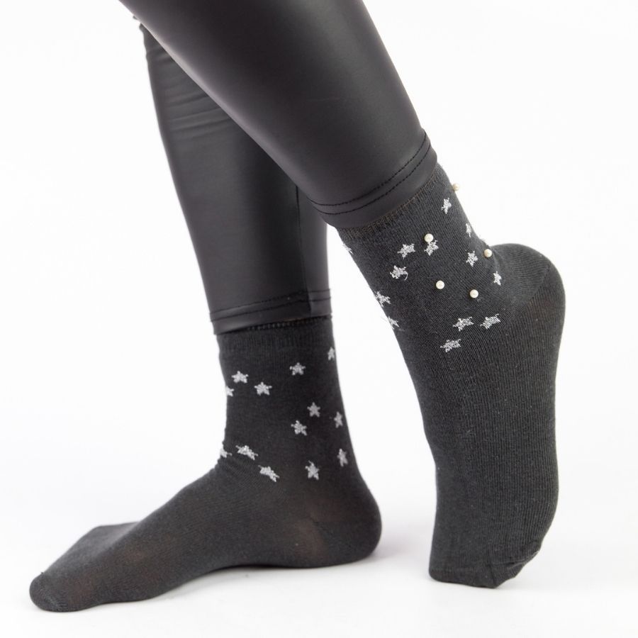 Γυναικείες fashion κάλτσες STARDUST ΙΙΙ Βαμβακερές Pamela 18778 Ανθρακί