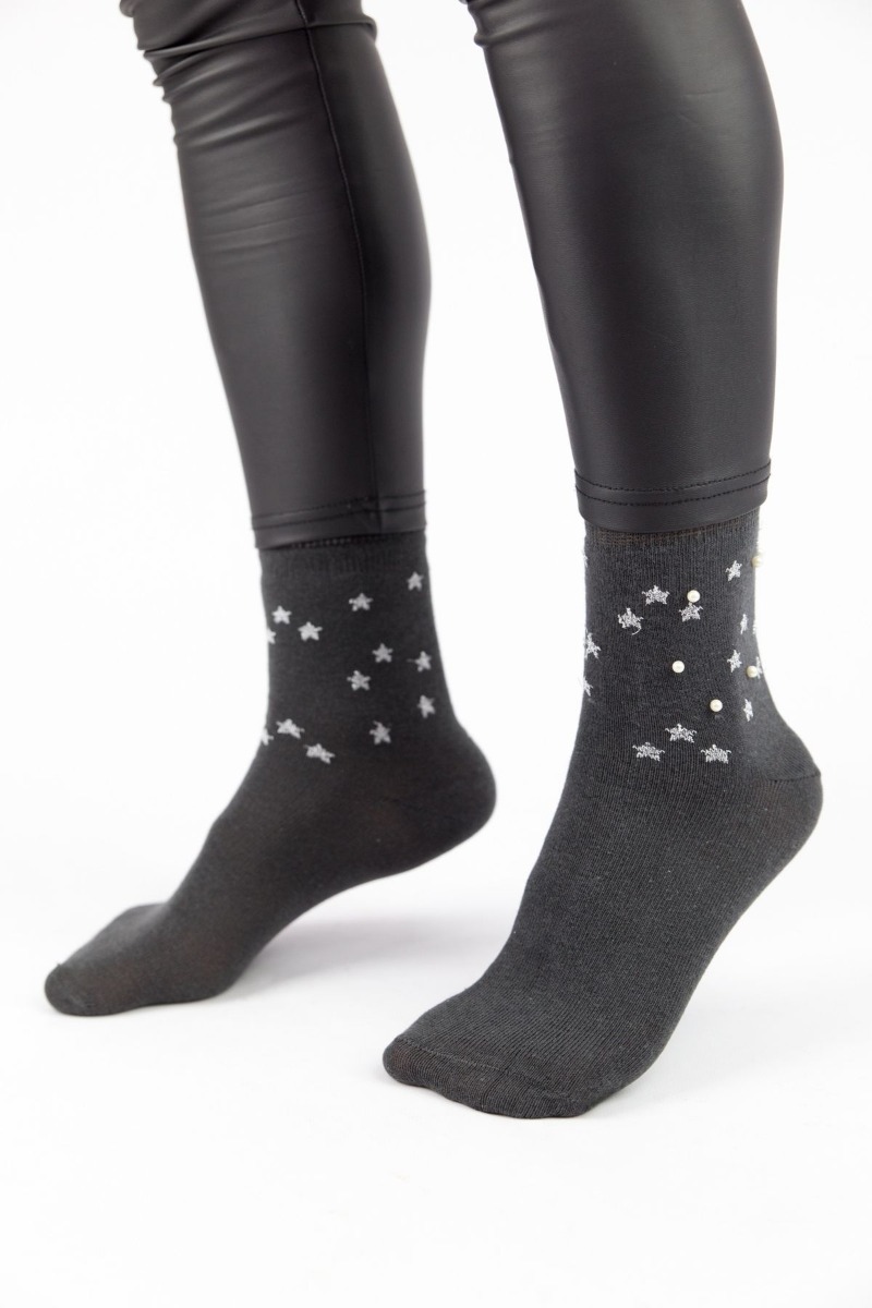Γυναικείες fashion κάλτσες STARDUST ΙΙΙ Βαμβακερές Pamela 18778 Ανθρακί