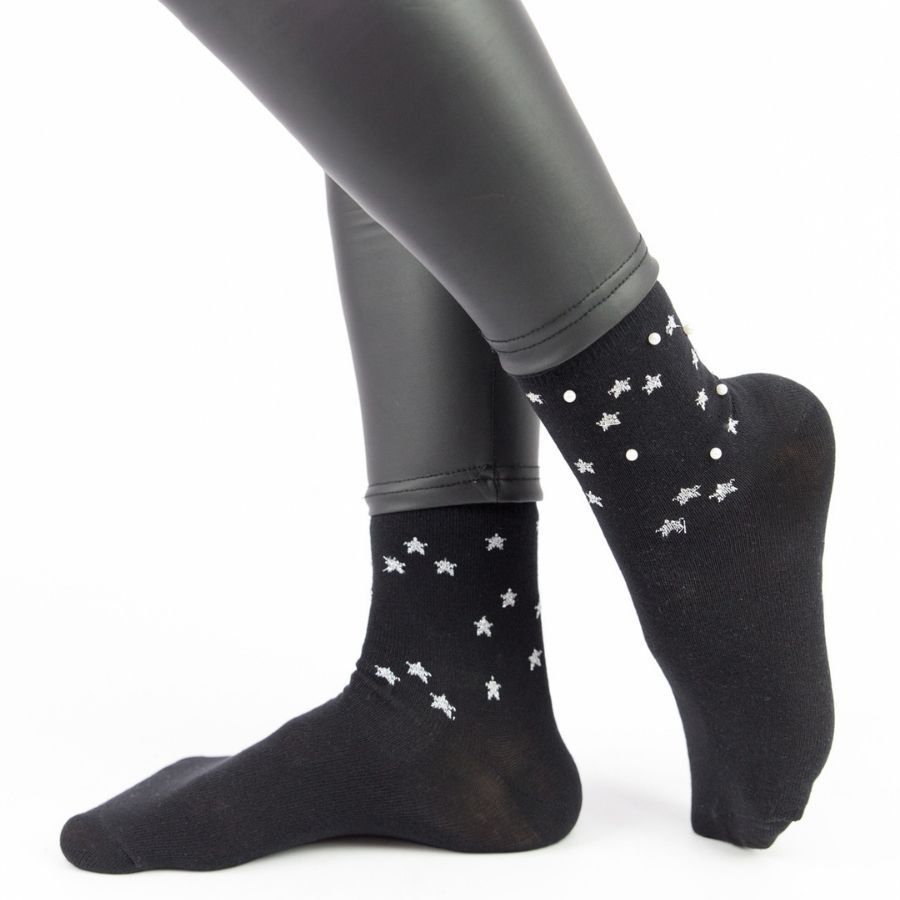 Γυναικείες fashion κάλτσες STARDUST IV Βαμβακερές Pamela 18780 Μαύρο