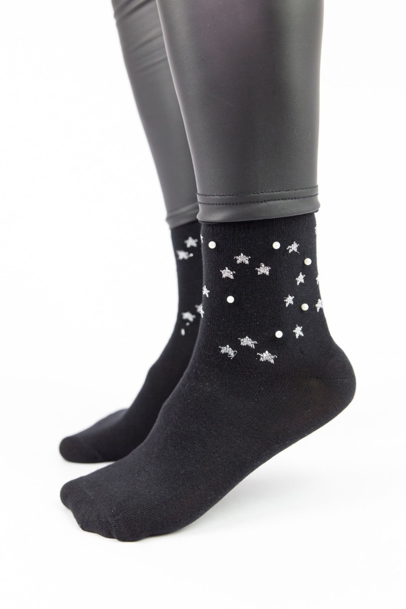 Γυναικείες fashion κάλτσες STARDUST IV Βαμβακερές Pamela 18780 Μαύρο