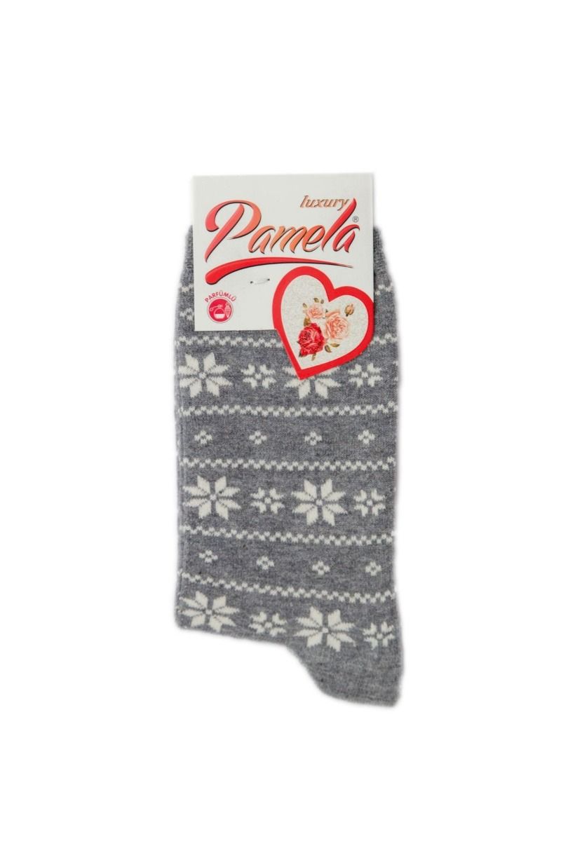 Γυναικείες casual κάλτσες FLOWER IΙI Βαμβακερές Pamela 18860 Σκούρο Γκρί