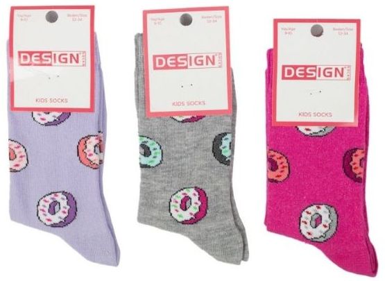 Παιδικές κάλτσες για κορίτσι DONUT II Βαμβακερές 3 ζευγάρια Design 32446 Πολύχρωμο
