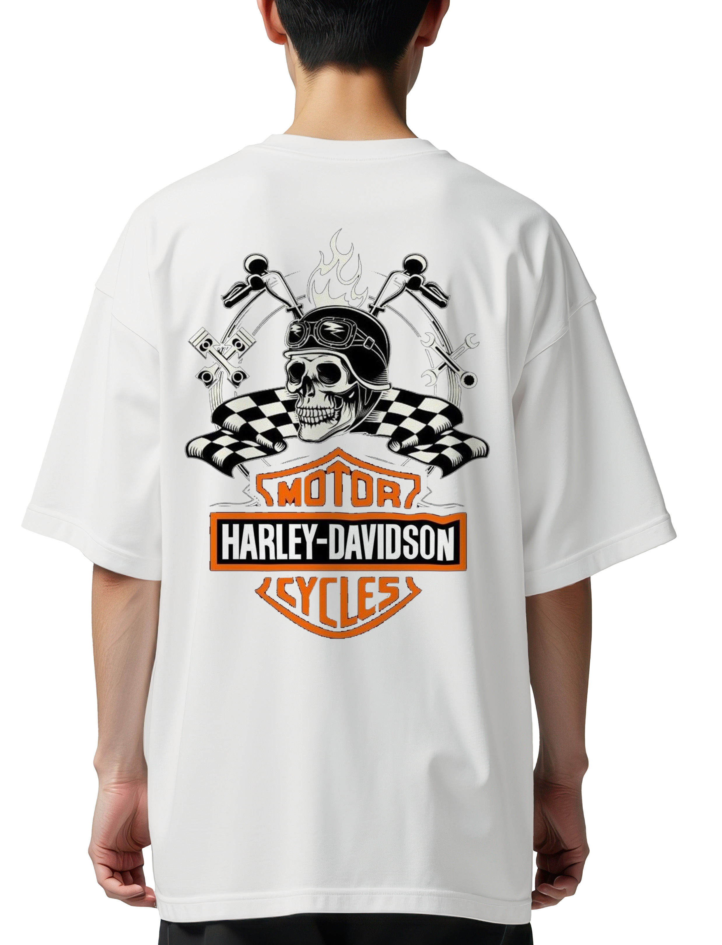 Oversized T-Shirt Motor Cycles Hd Pop Culture White