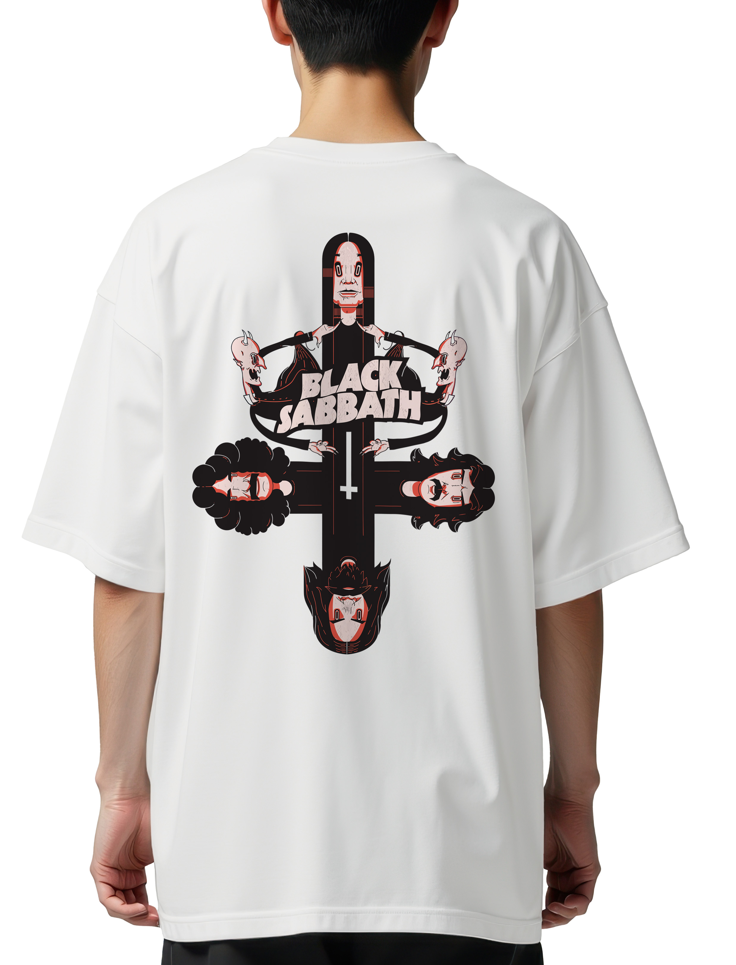 Oversized T-Shirt Black Sabbath Art Design2 Rock Avenue White