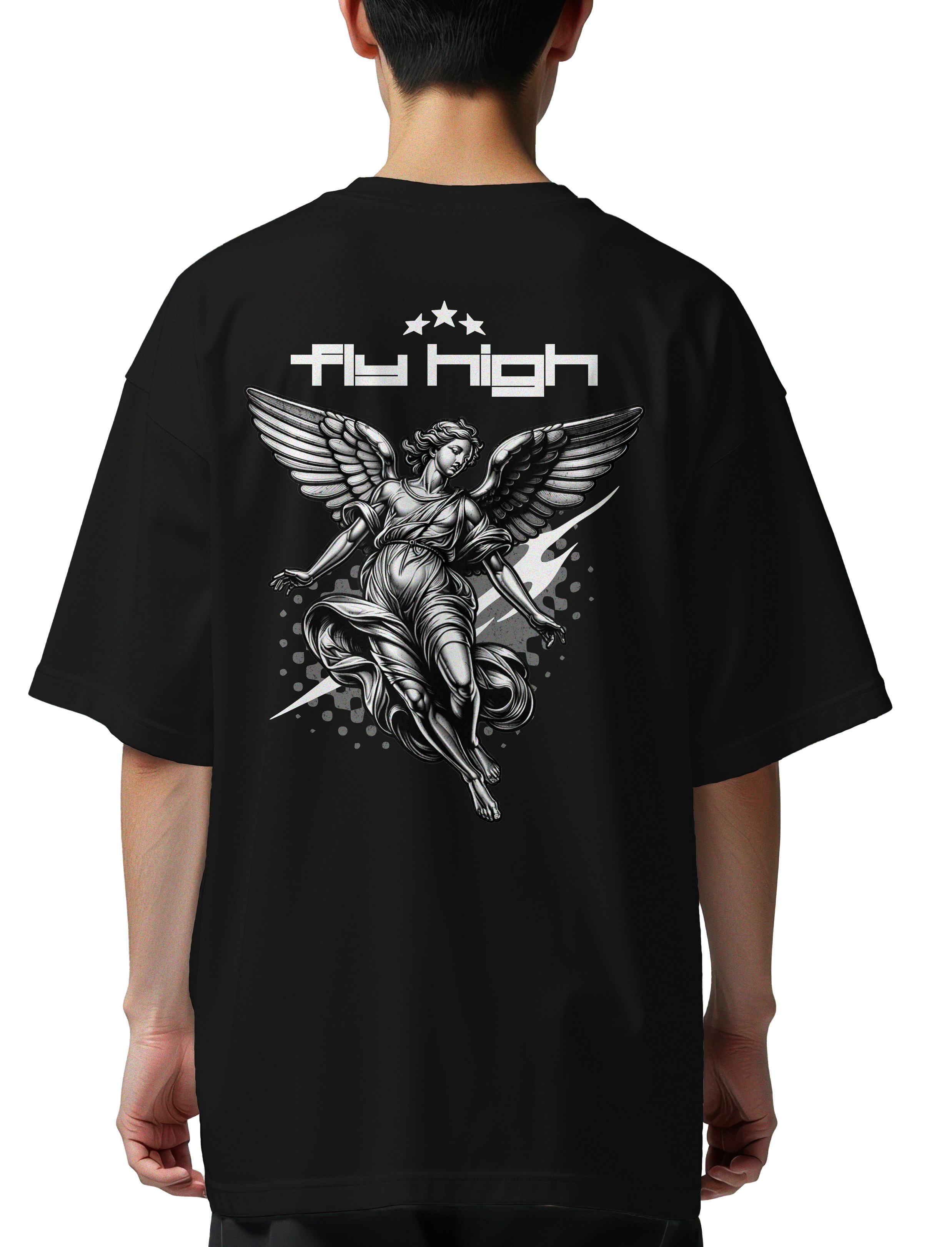 Oversized T-Shirt Fly High Pop Culture Black