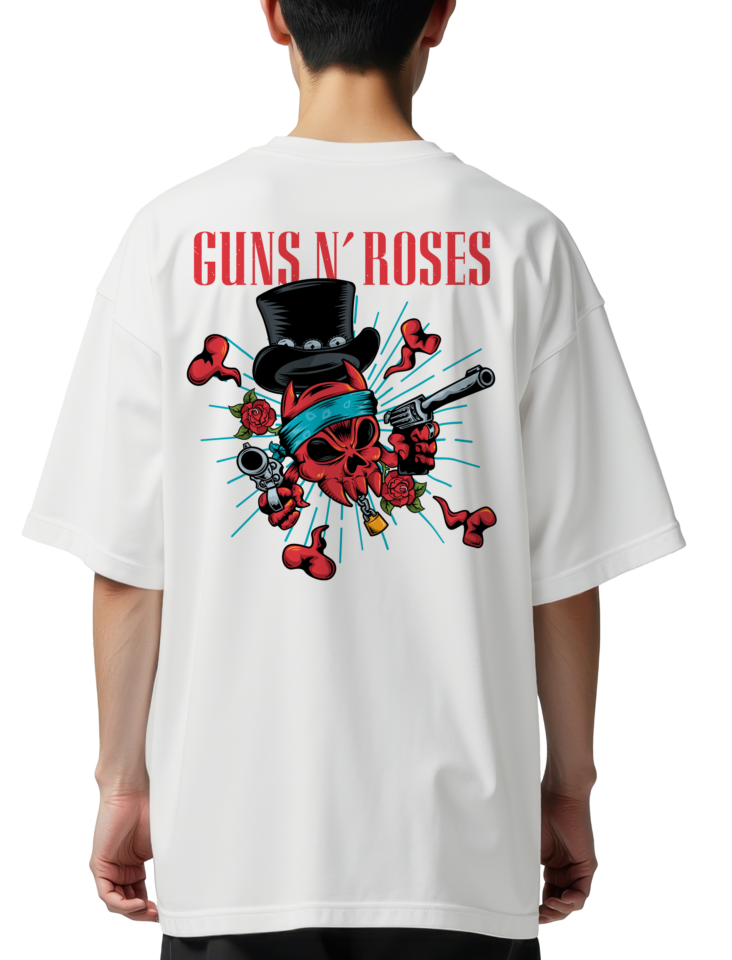Oversized T-Shirt Gnr Art3 Rock Avenue White