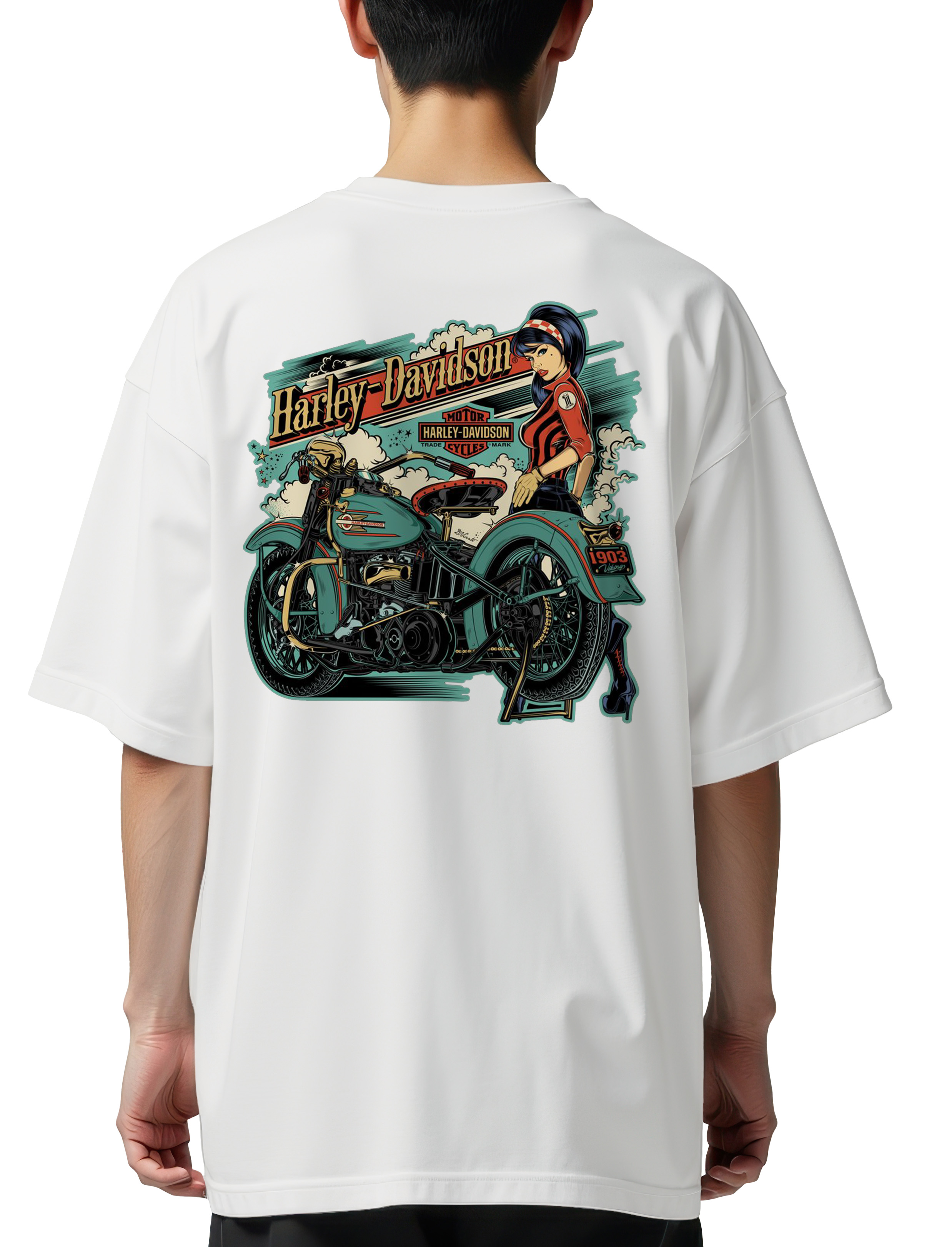 Oversized T-Shirt Harley-Davidson & Motorcycles Pop Culture White