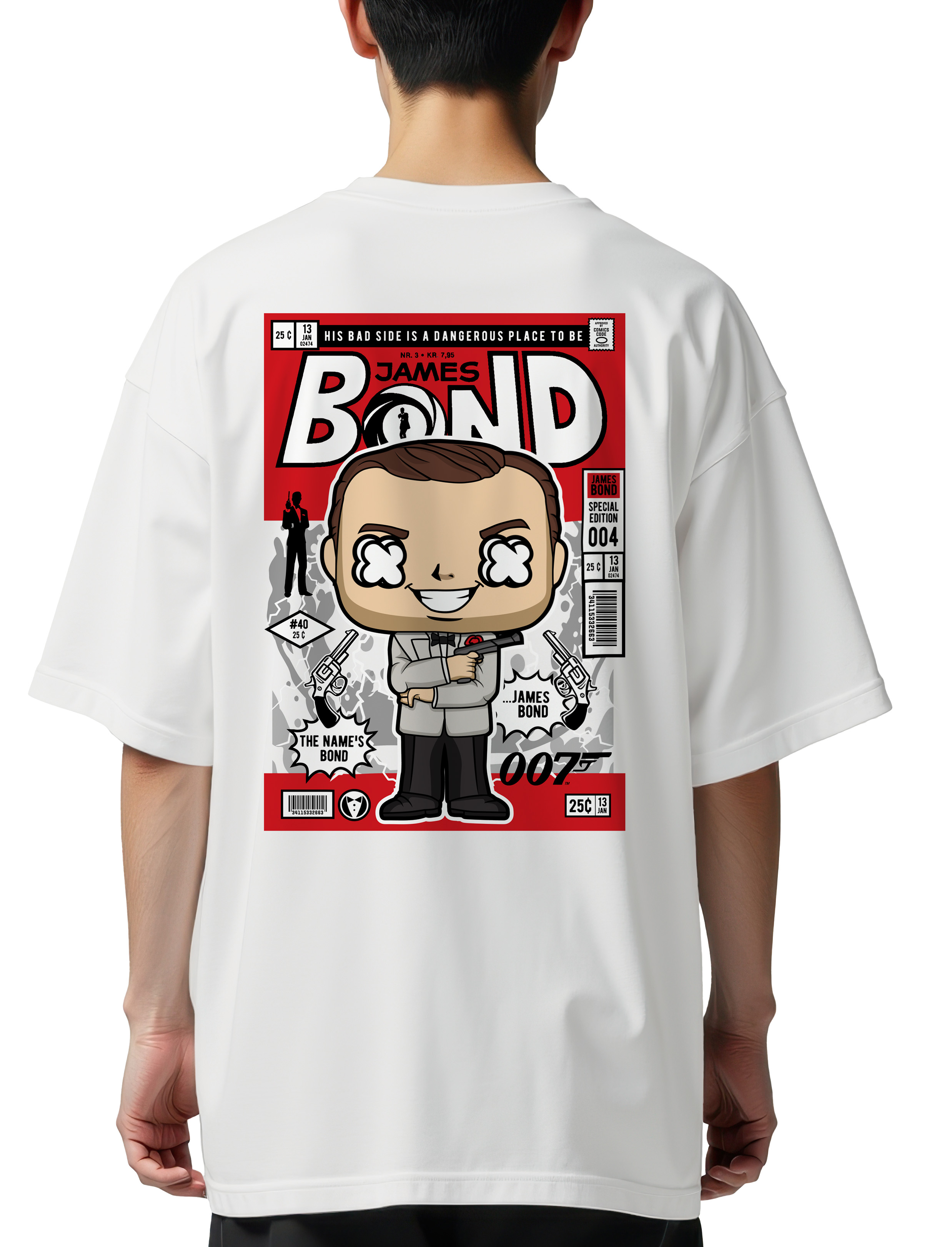 Oversized T-Shirt James Bond Pop Culture White