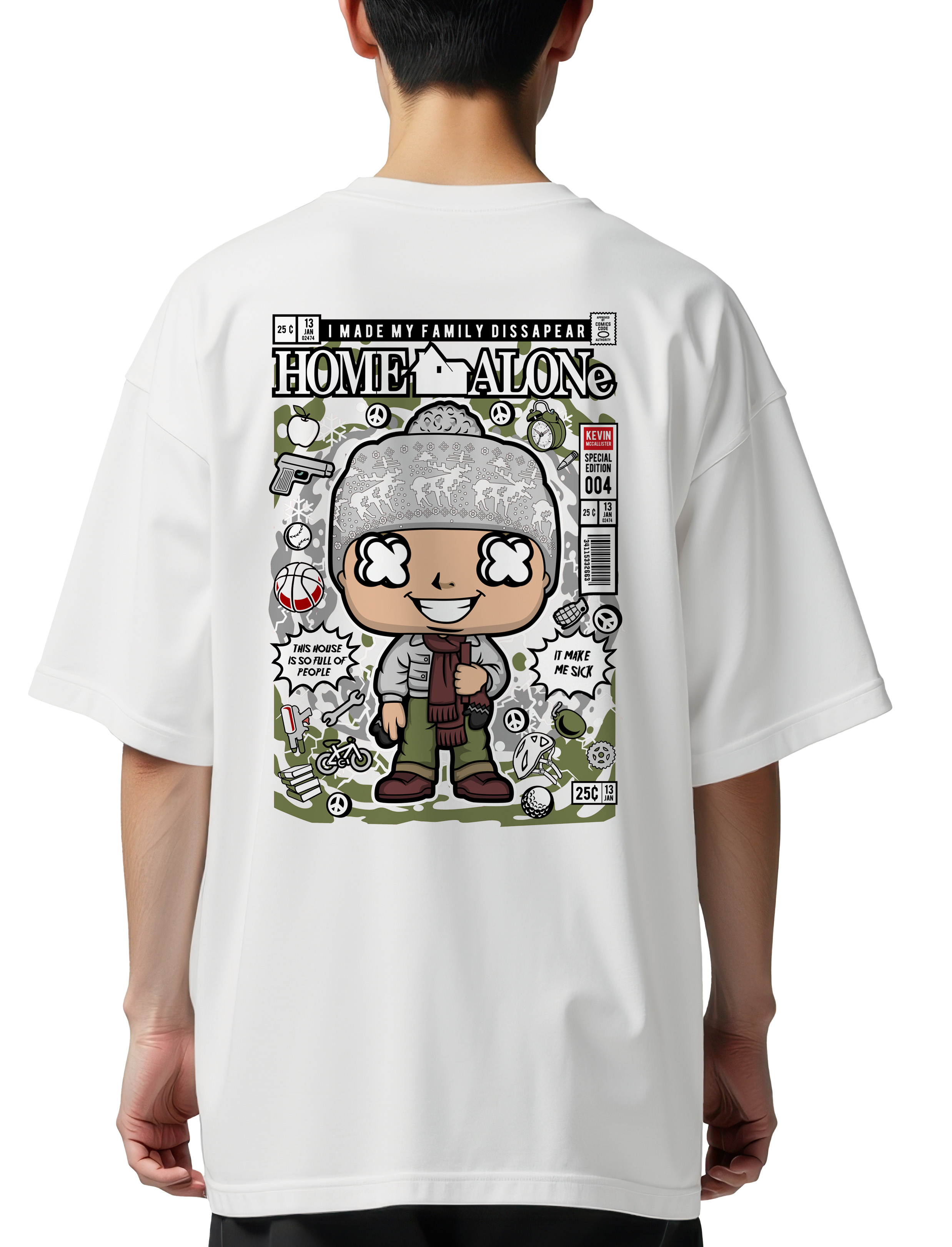 Oversized T-Shirt Kevin Home Alone Pop Culture White