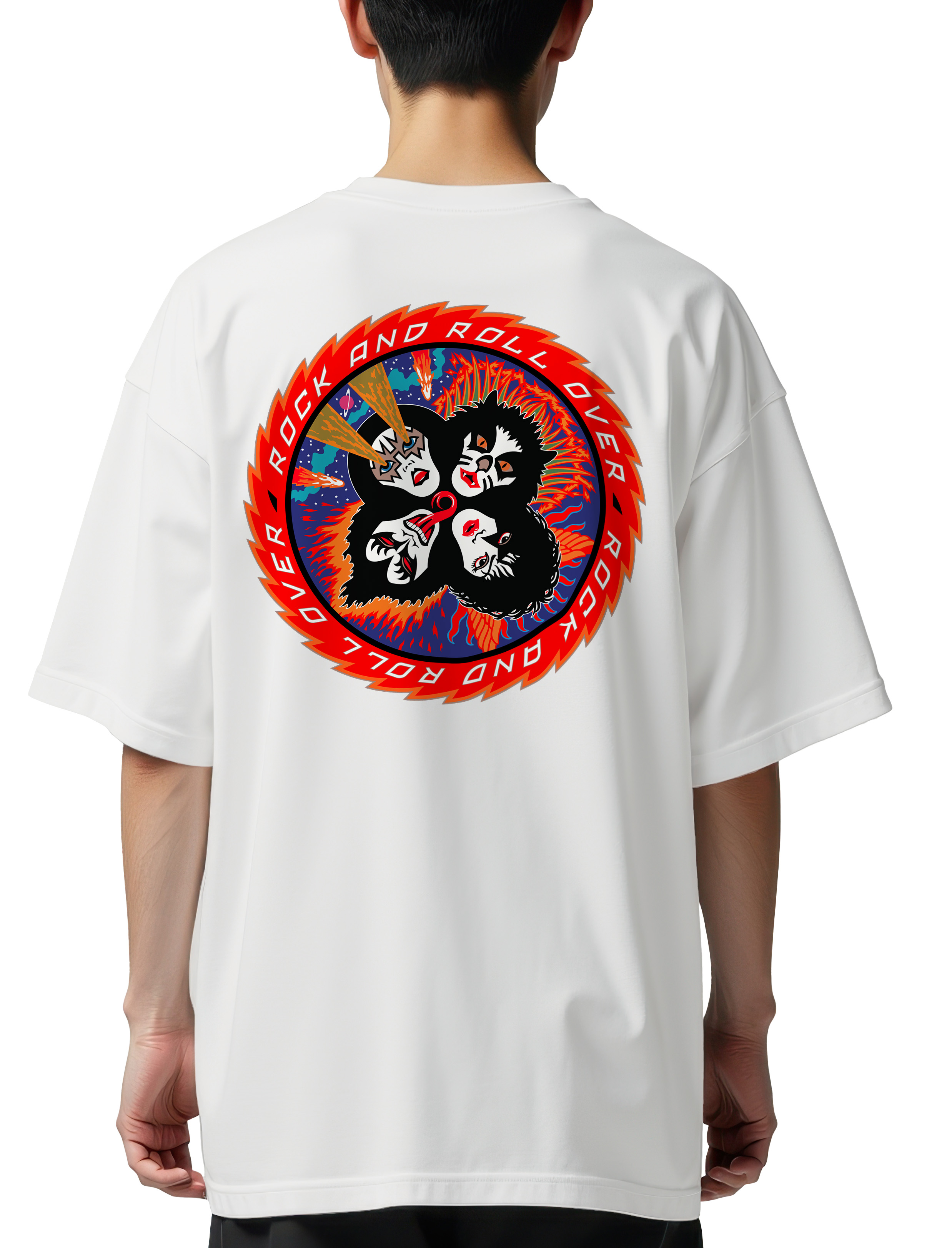 Oversized T-Shirt KISS Rock N Roll Rock Avenue White