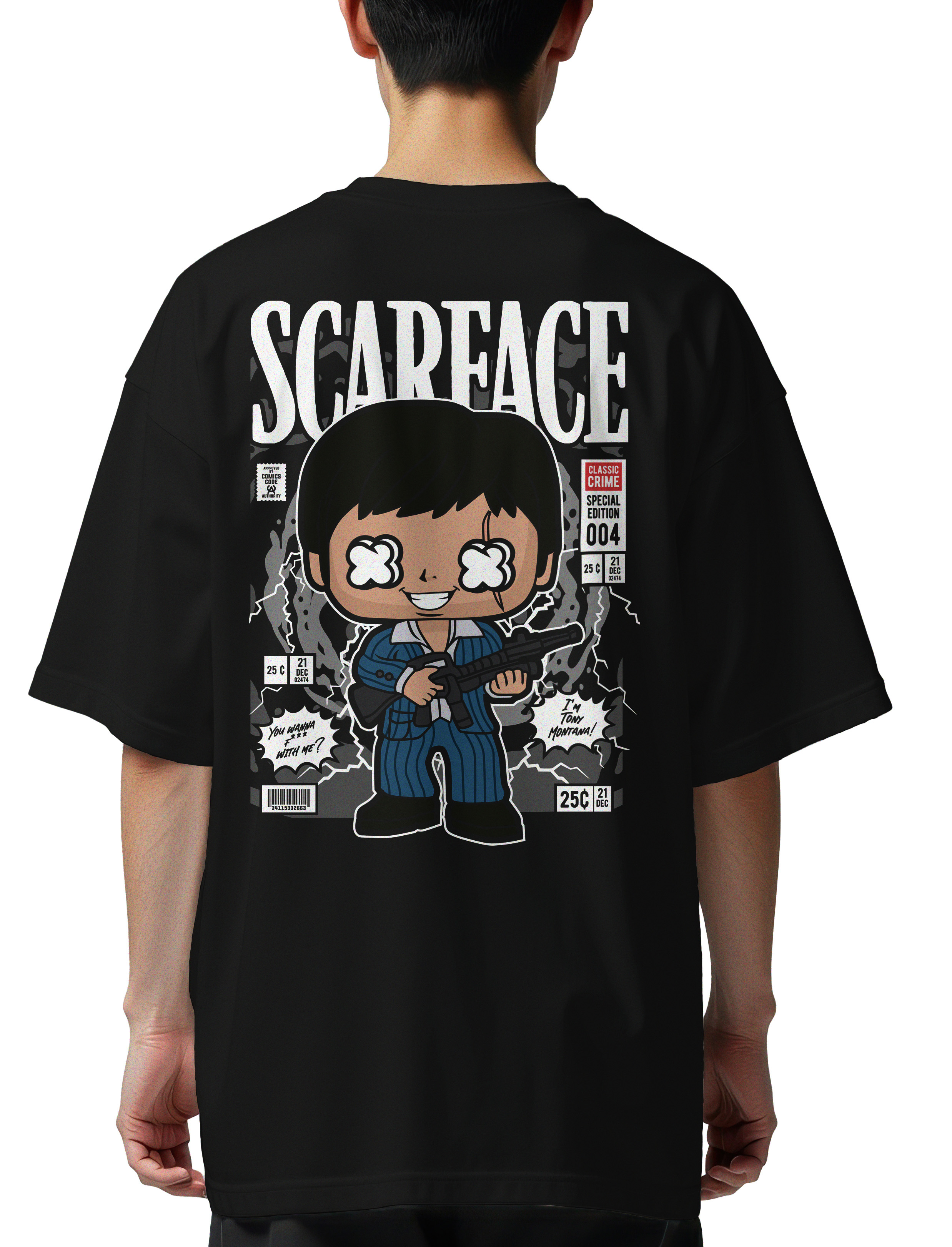 Oversized T-Shirt Scarface Tony Montana Pop Culture Black