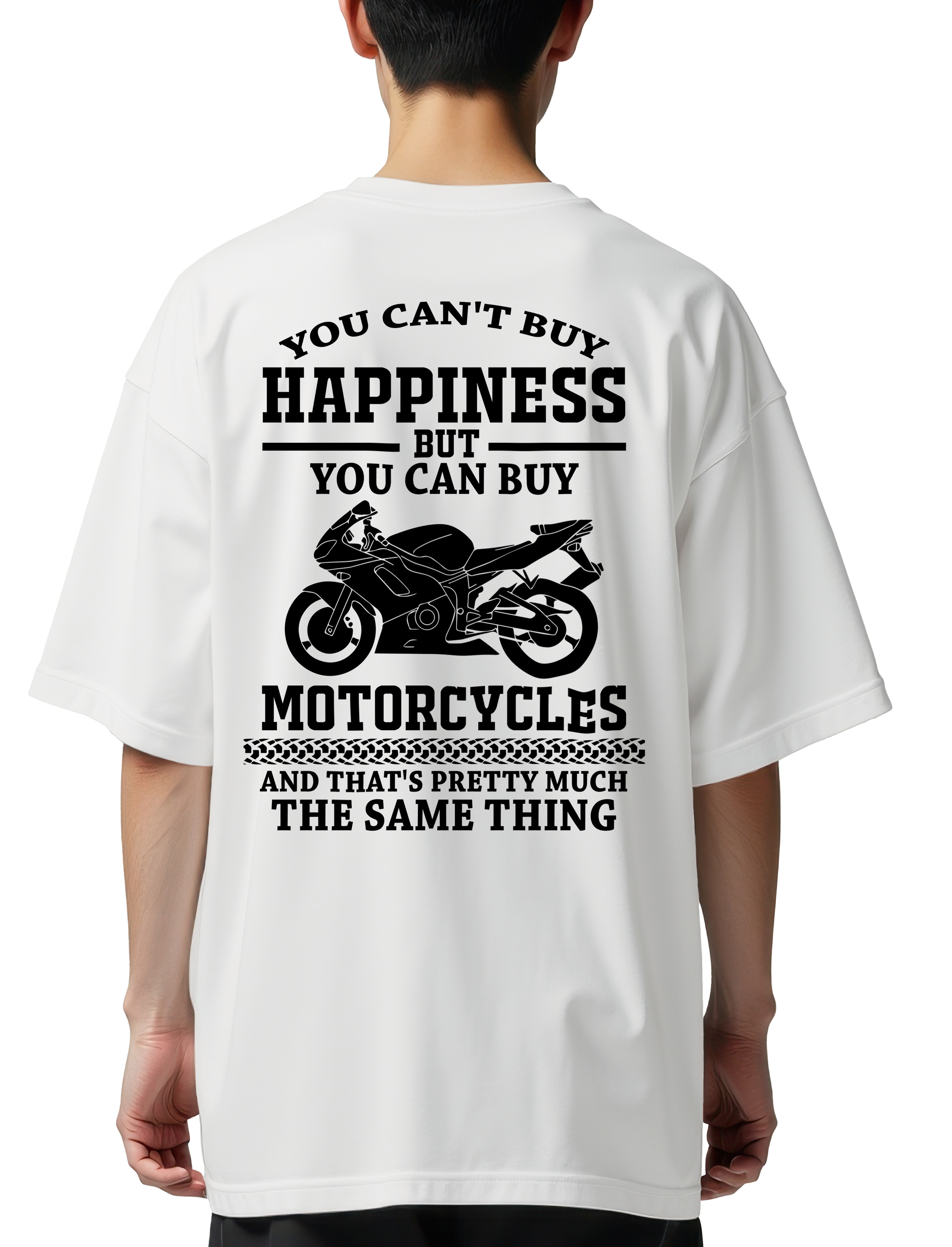 Oversized T-Shirt You cant buy happiness Pop Culture White