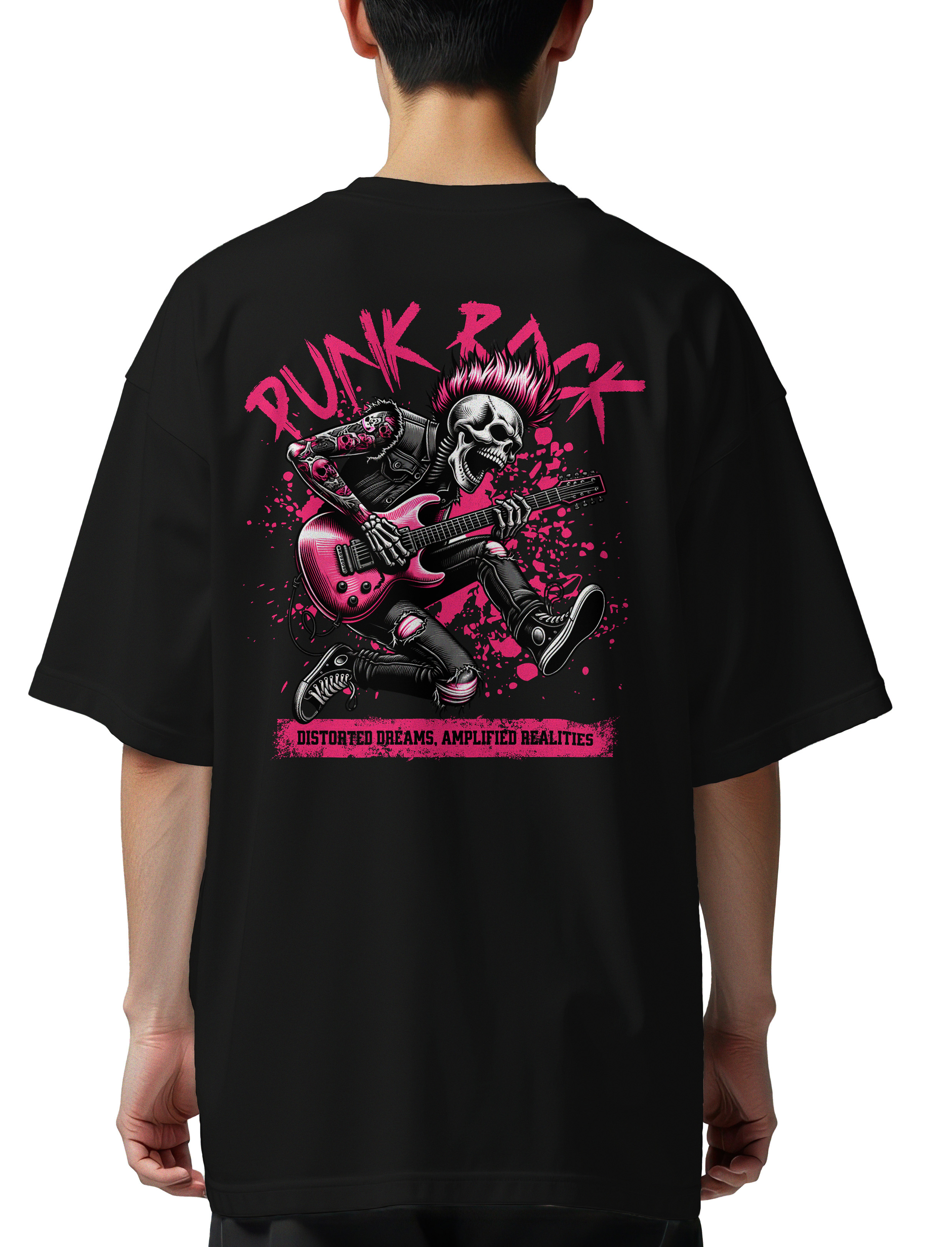 Oversized T-Shirt Punk Rock Skull Pop Culture Black