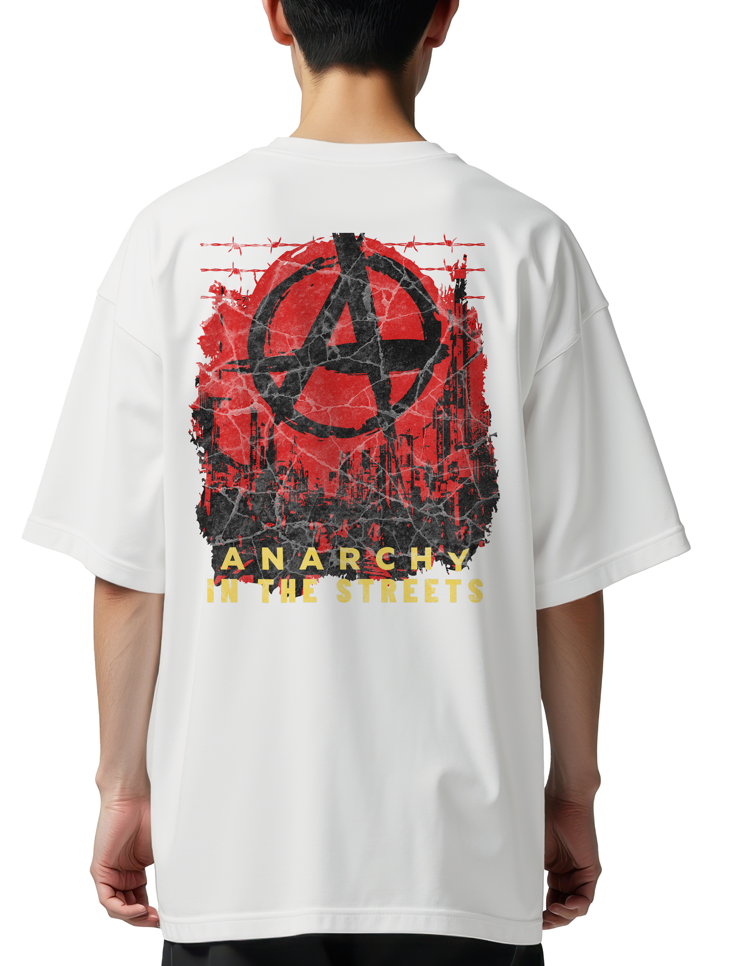 Oversized T-Shirt Anarchy In The Street Pop Culture White