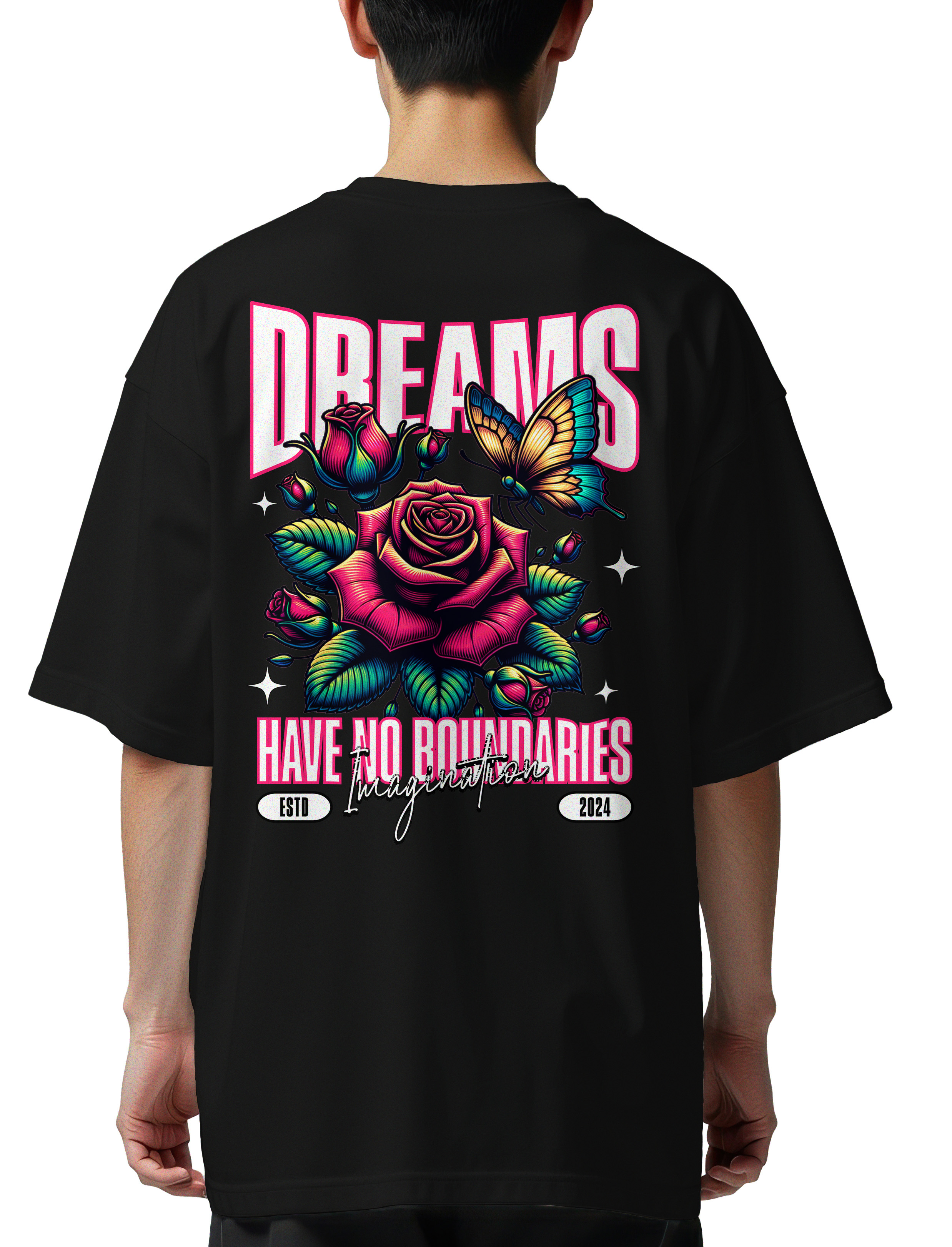 Oversized T-Shirt Dreams Have No Boundaries Pop Culture Black