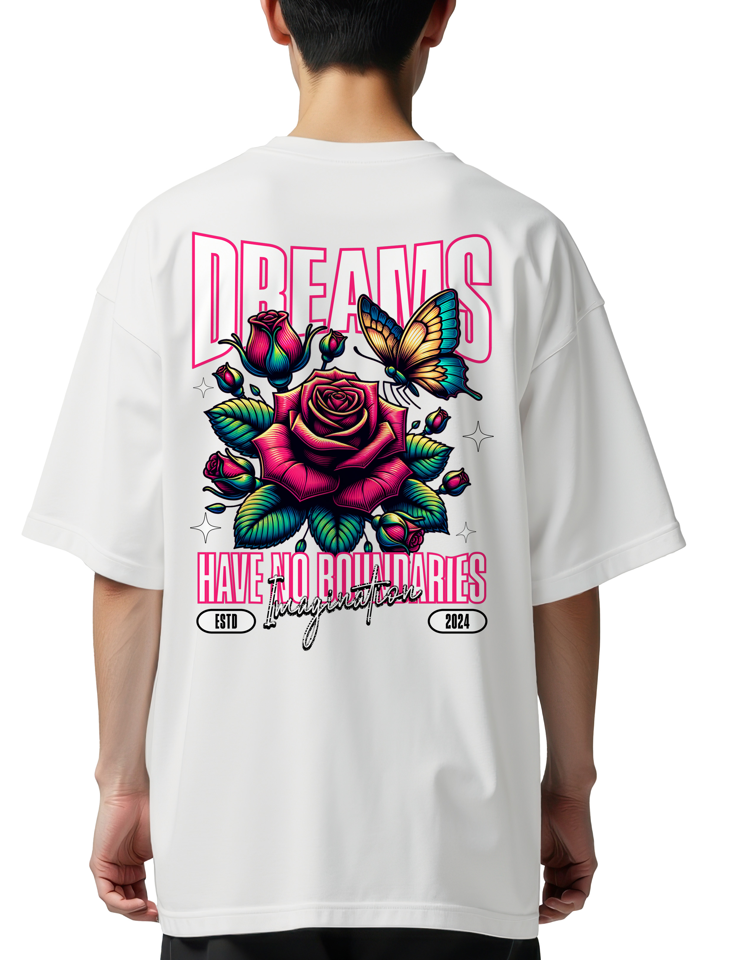 Oversized T-Shirt Dreams Have No Boundaries Pop Culture White