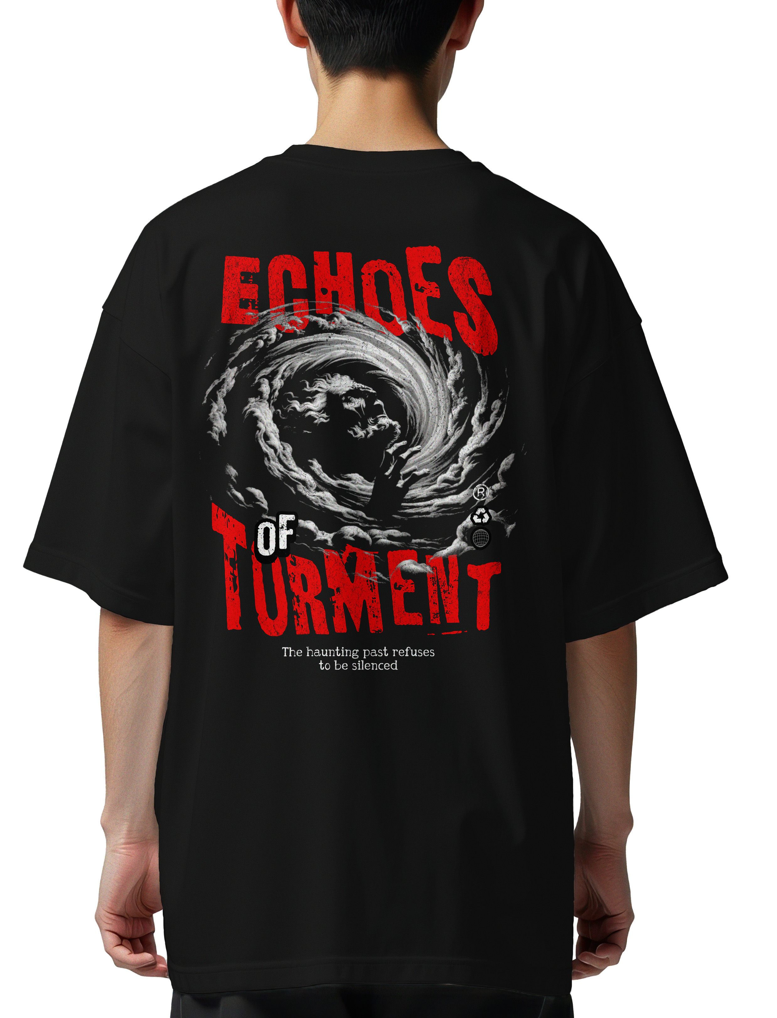 Oversized T-Shirt Echoes of Torment Pop Culture Black