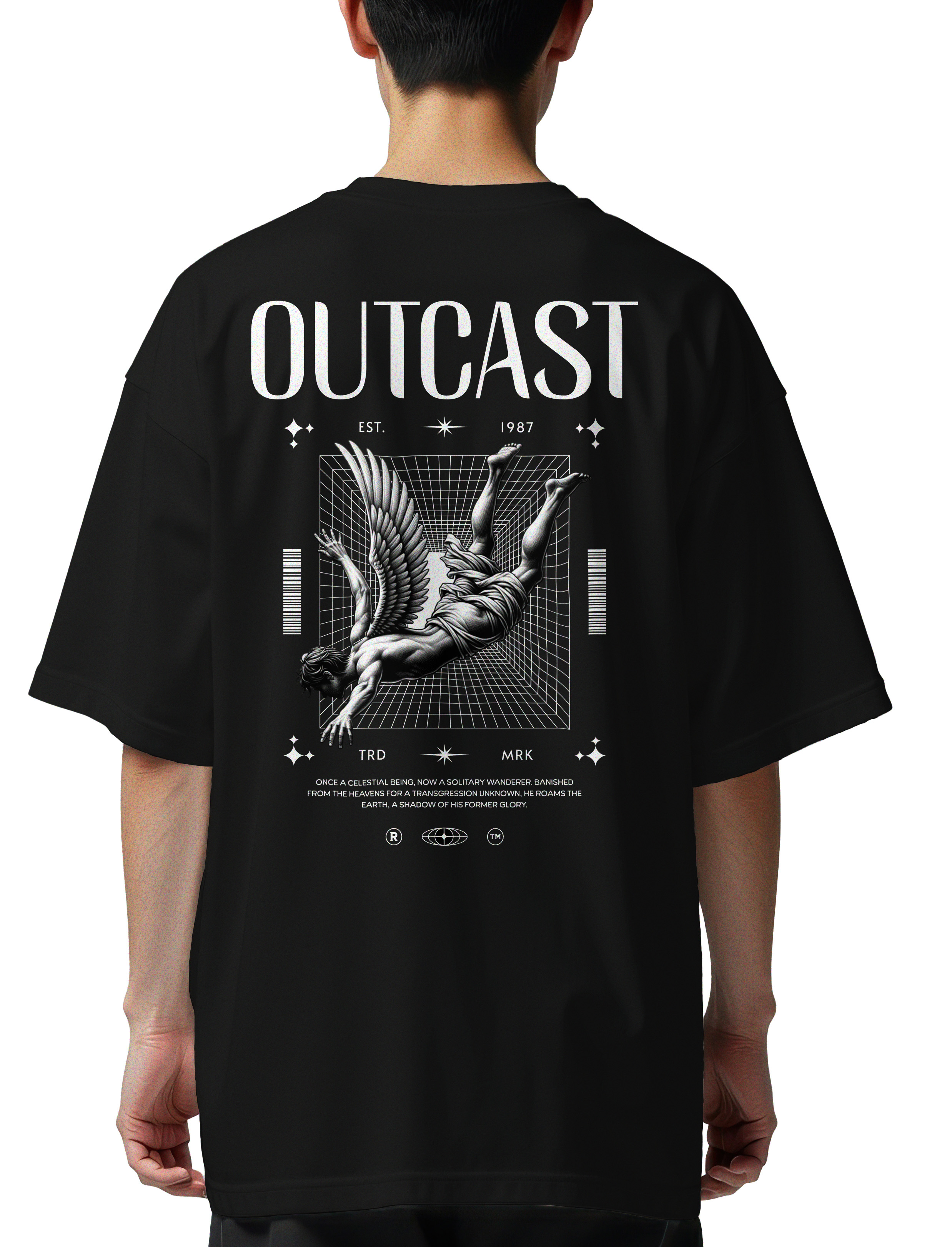 Oversized T-Shirt Outcast Angel Streetwear Pop Culture Black