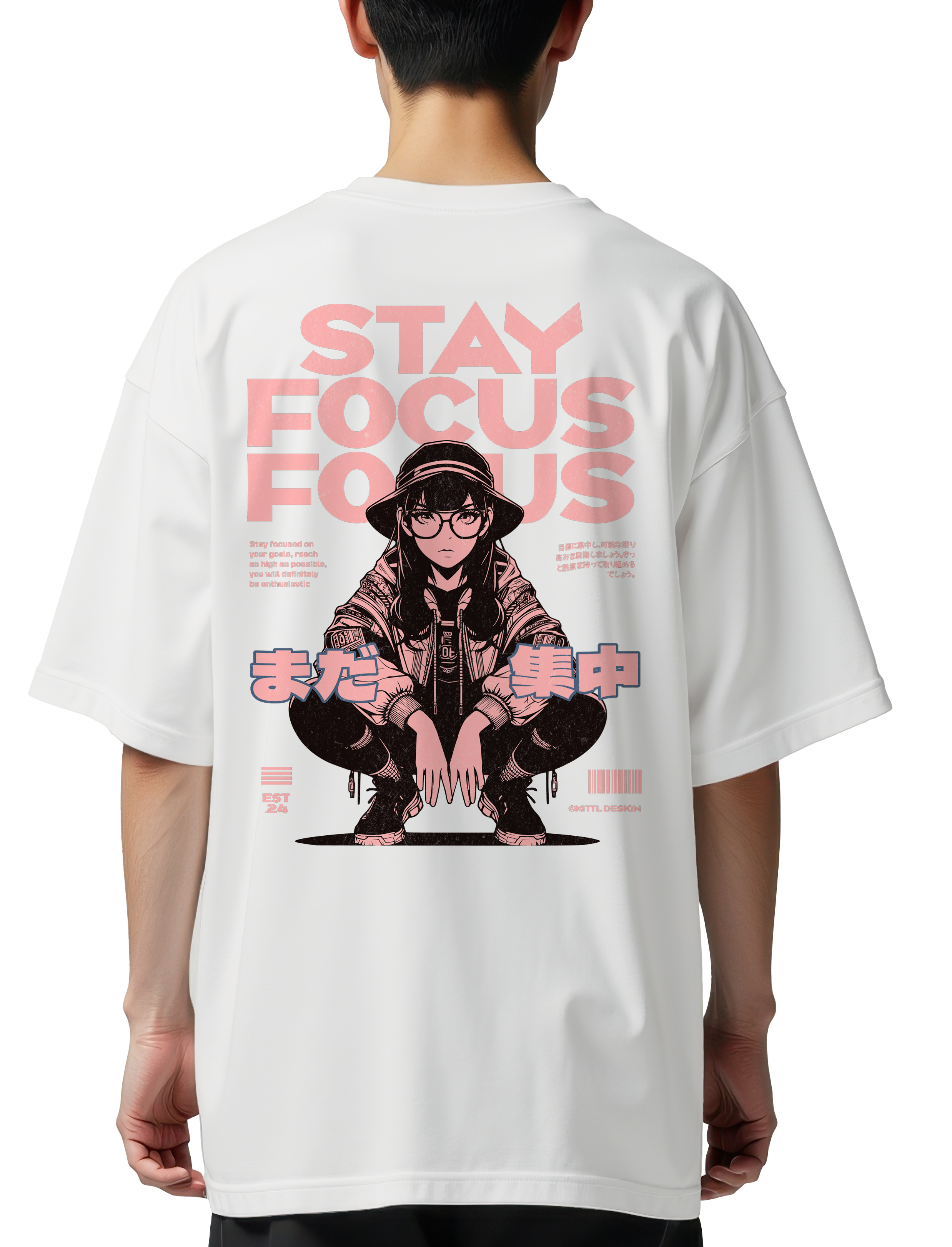 Oversized T-Shirt Stay Focus Pop Culture White
