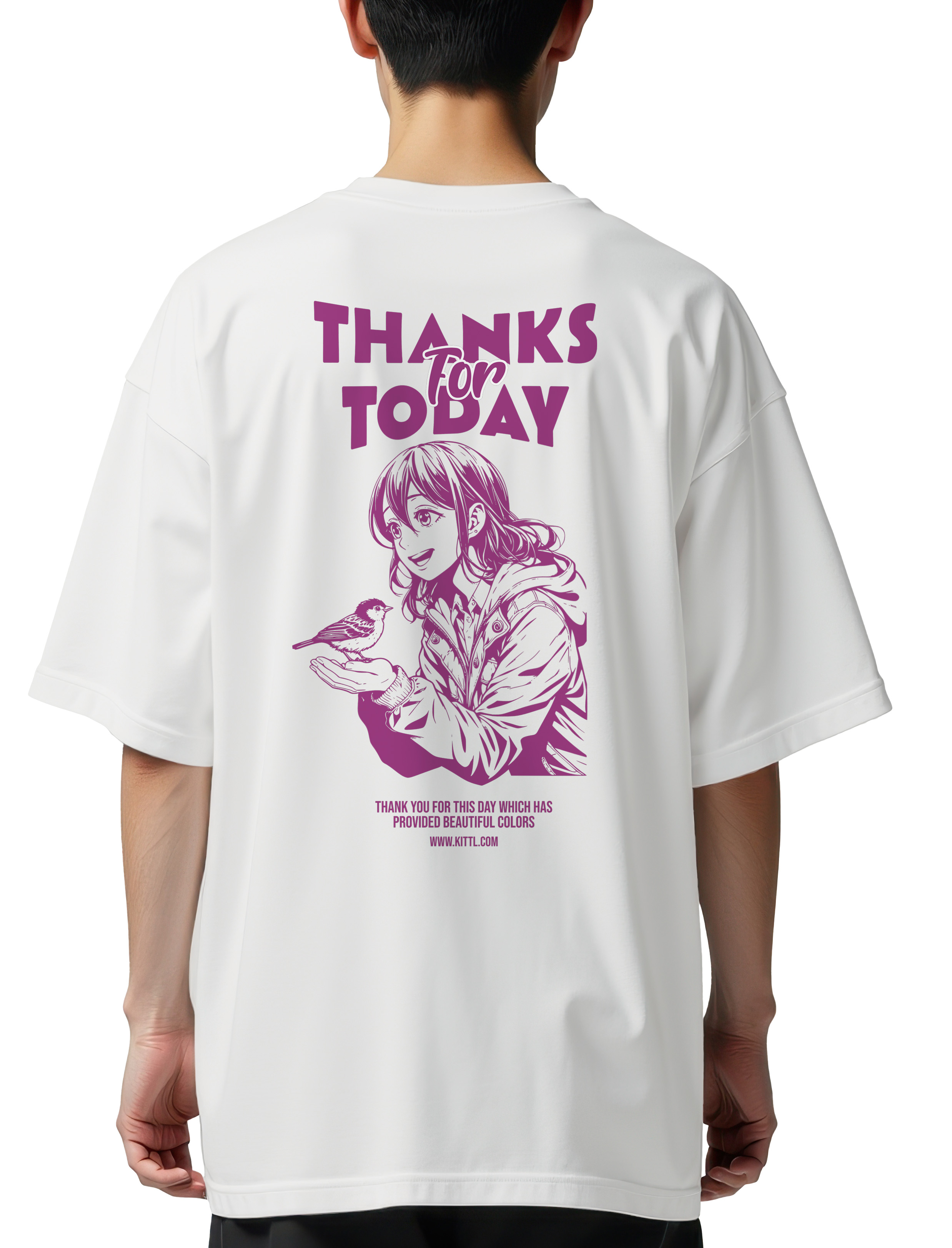 Oversized T-Shirt Thanks For Today Pop Culture White