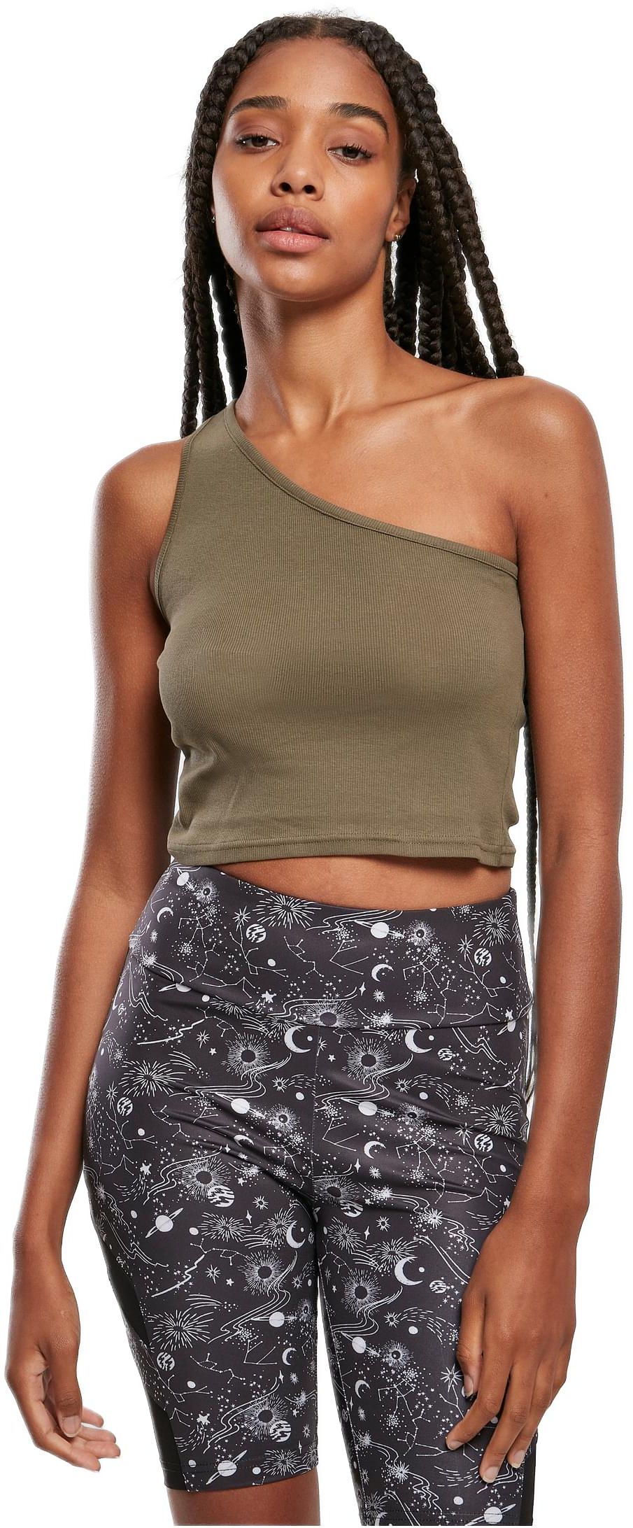 Ladies Cropped Asymmetric Top Urban Classics TB2609-00472 khaki