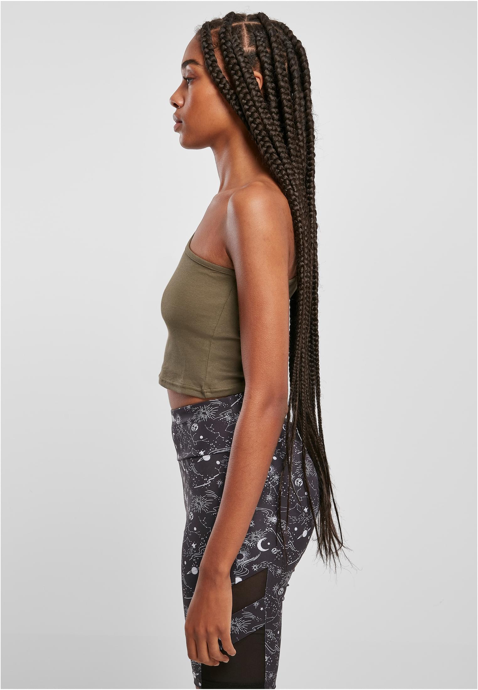Ladies Cropped Asymmetric Top Urban Classics TB2609-00472 khaki