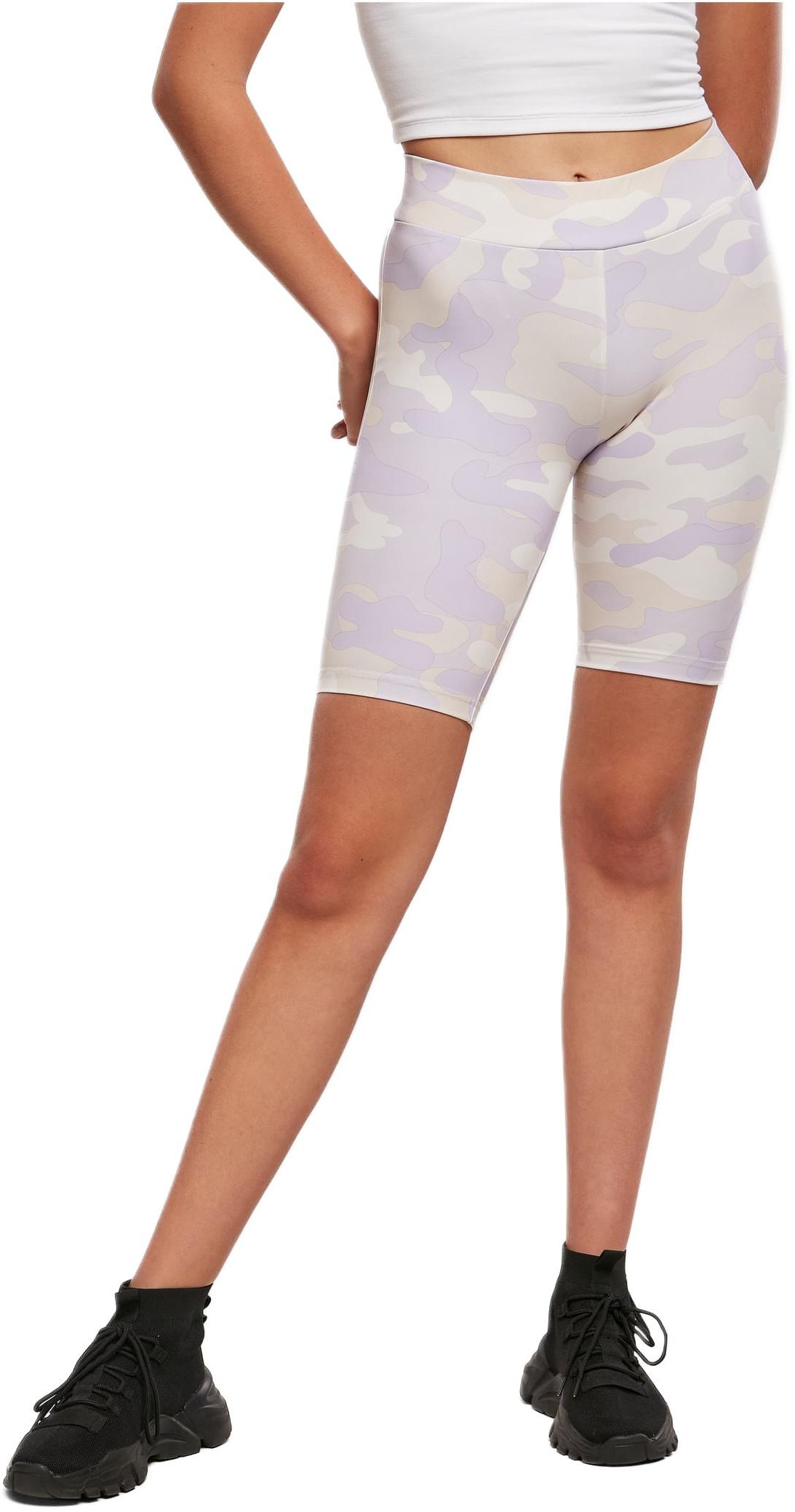 Ladies High Waist Camo Tech Cycle Shorts Urban Classics TB3423-03676 lilaccamo