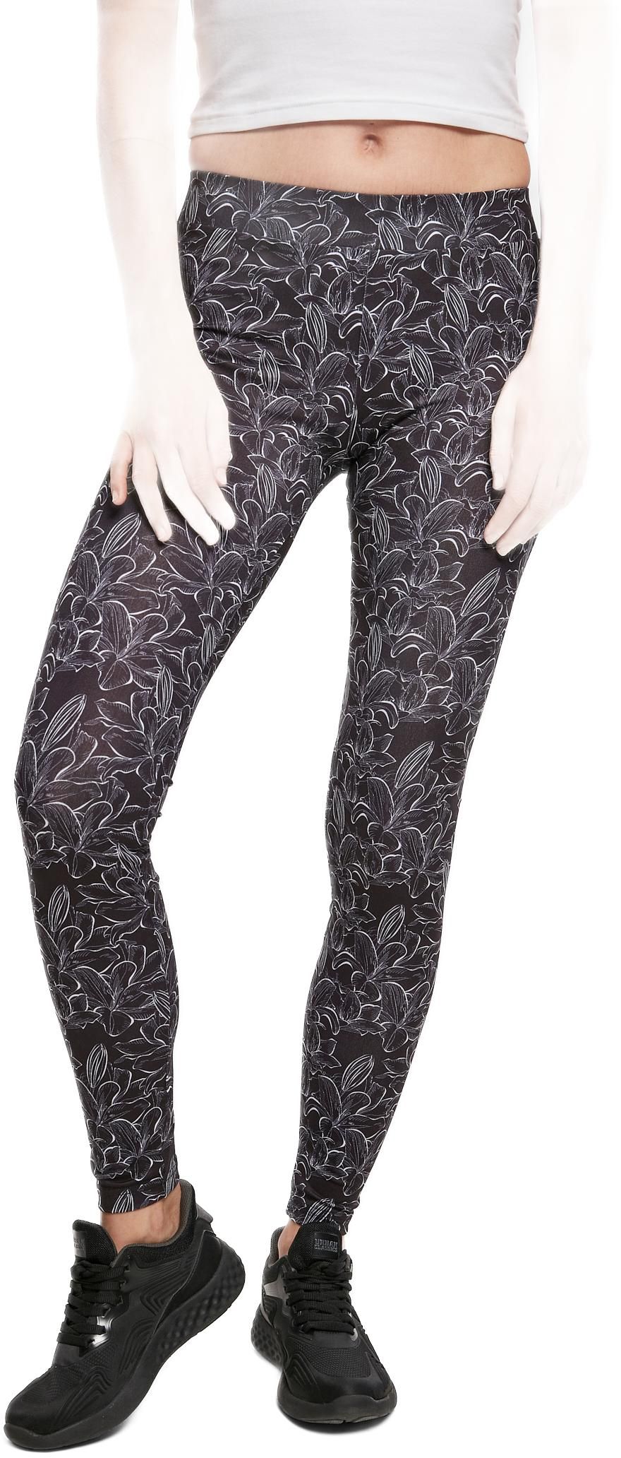 Ladies AOP Leggings Urban Classics TB3786-02912 hibiscus black