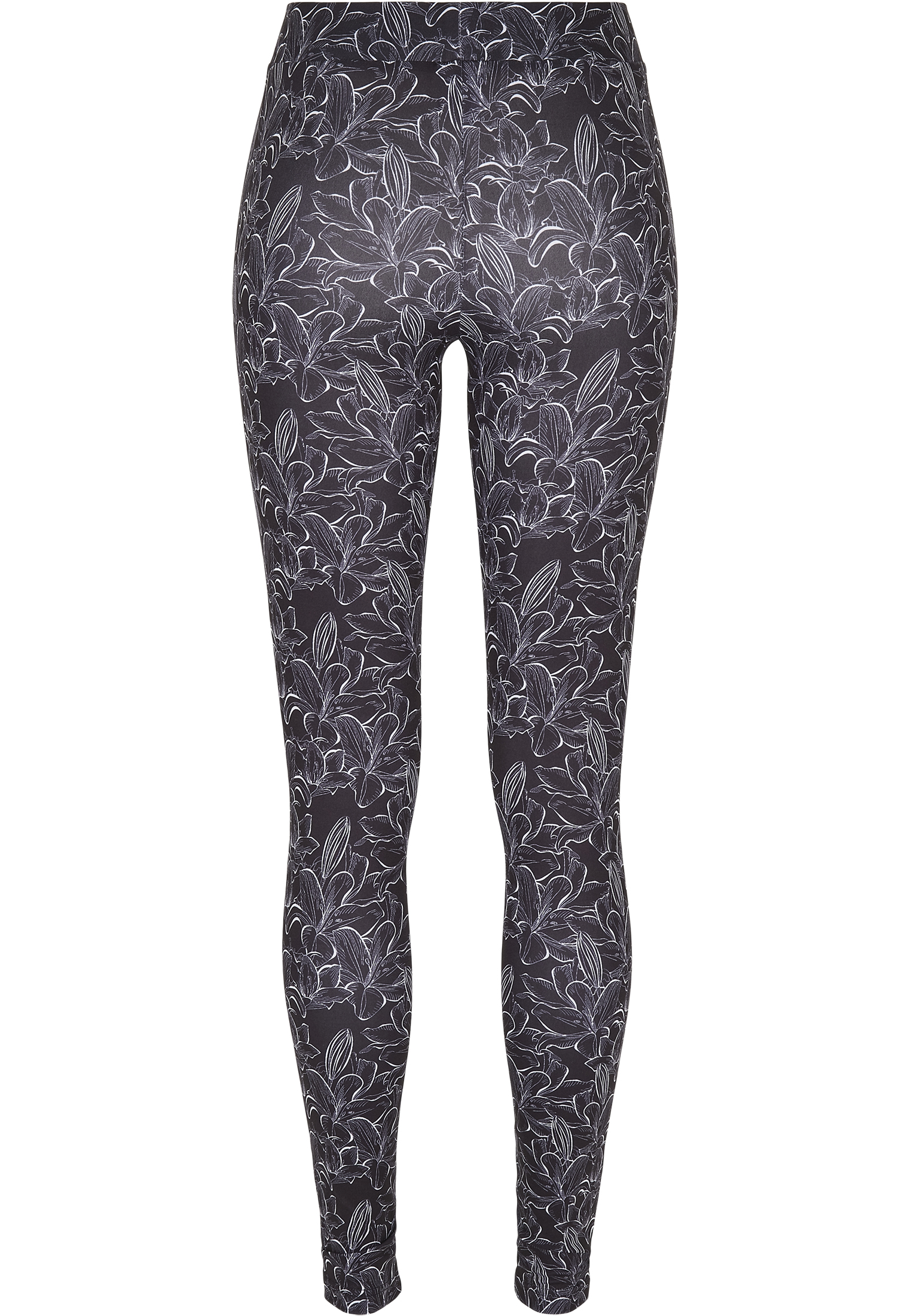 Ladies Aop Leggings Urban Classics Tb3786-02912 Hibiscus Black γυναικεία Κολάν Simple Wear