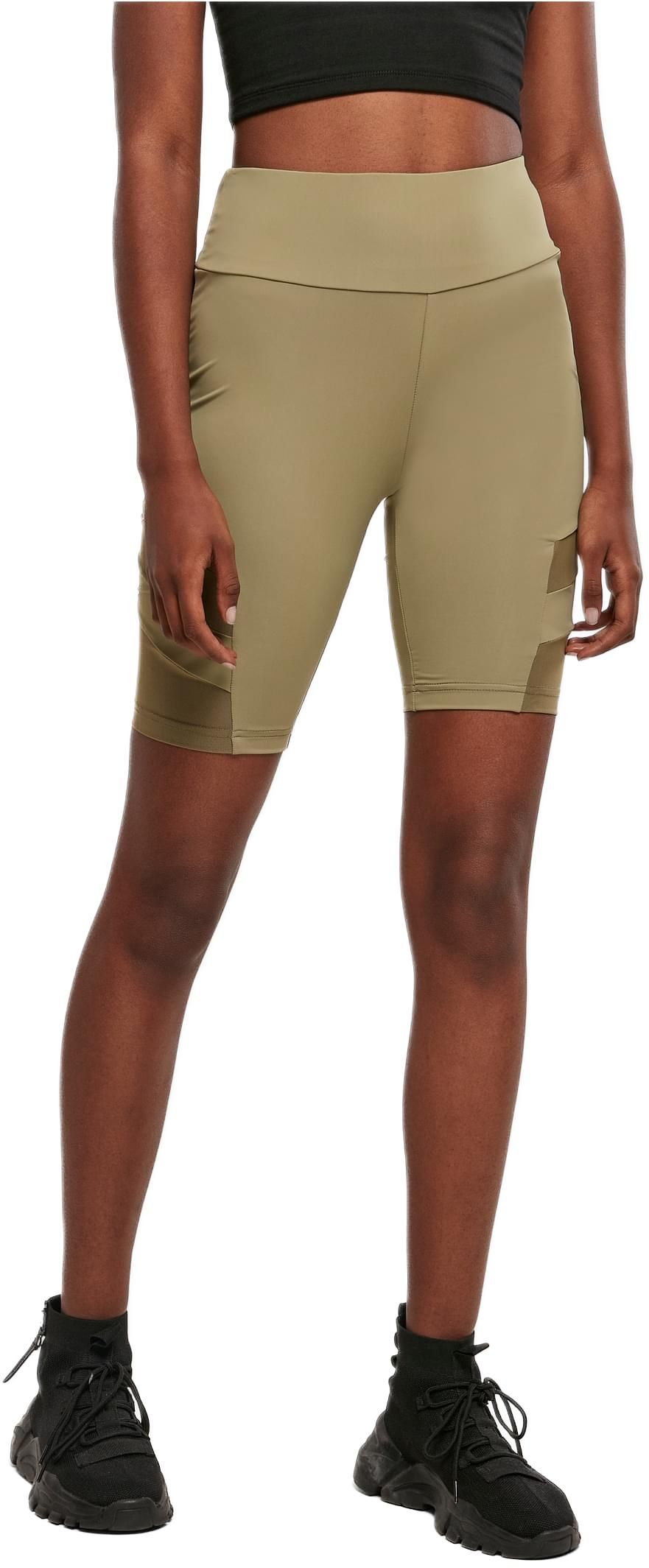 Ladies High Waist Tech Mesh Cycle Shorts Urban Classics TB4354-00472 khaki