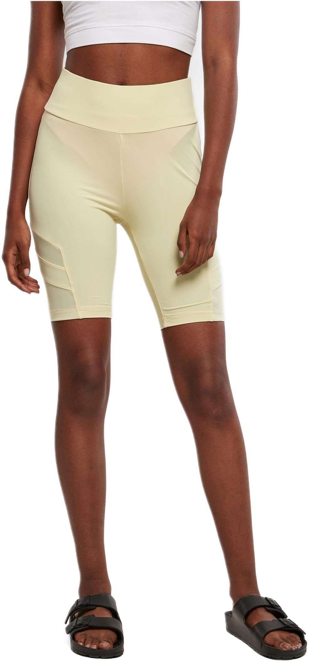 Ladies High Waist Tech Mesh Cycle Shorts Urban Classics TB4354-03660 softyellow