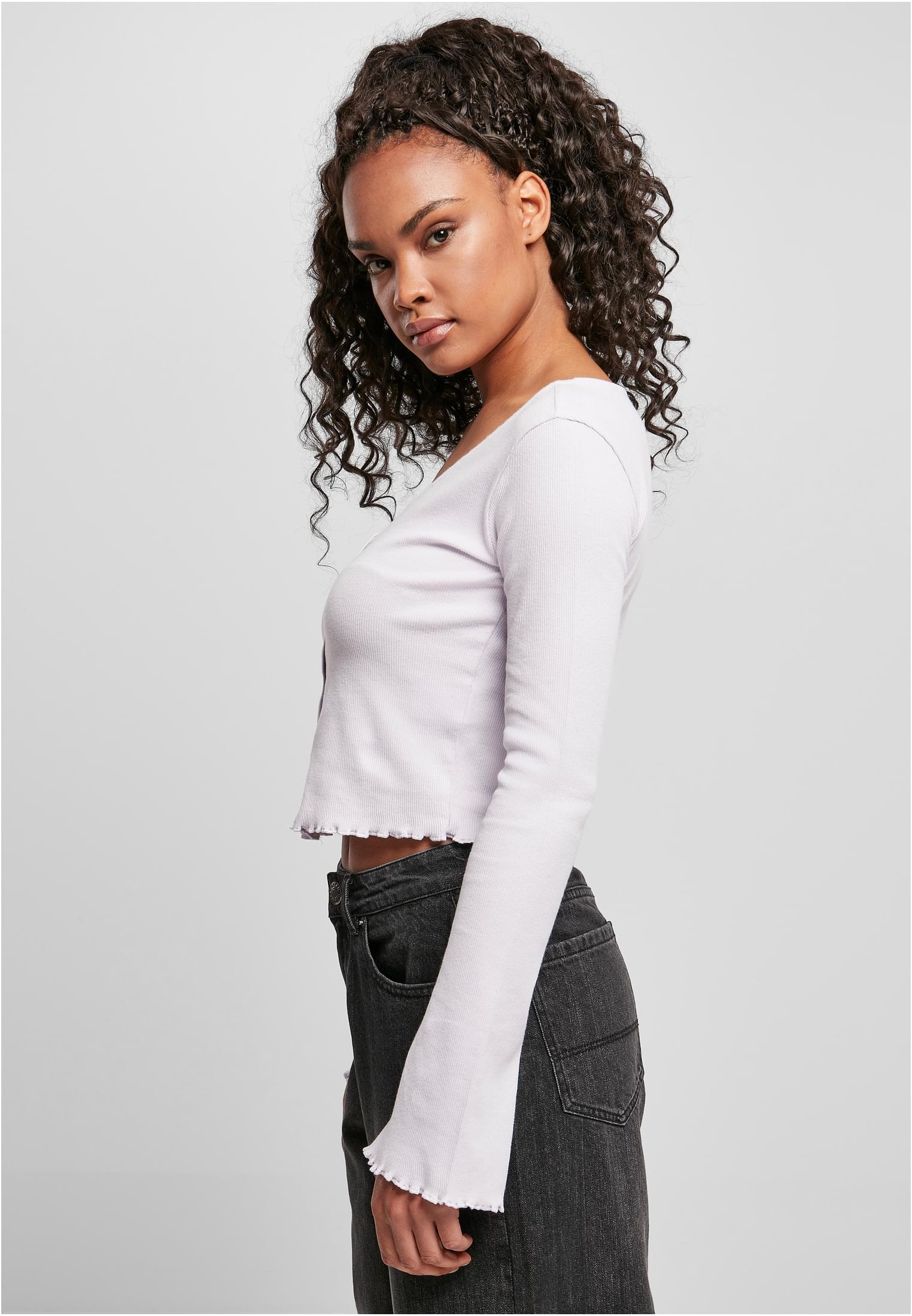 Ladies Cropped Rib Cardigan Urban Classics TB4533-03251 softlilac