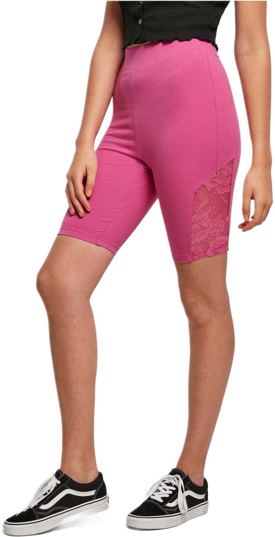 Ladies High Waist Lace Inset Cycle Shorts Urban Classics TB4790-02260 brightviolet