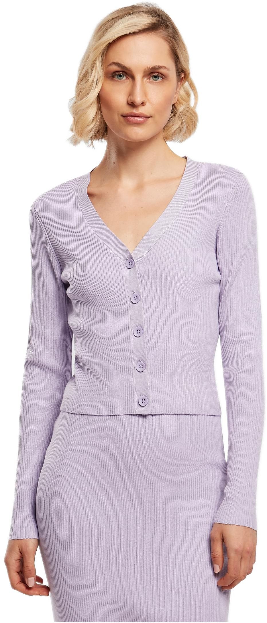 Ladies Short Rib Knit Cardigan Urban Classics TB4806-00145 lilac