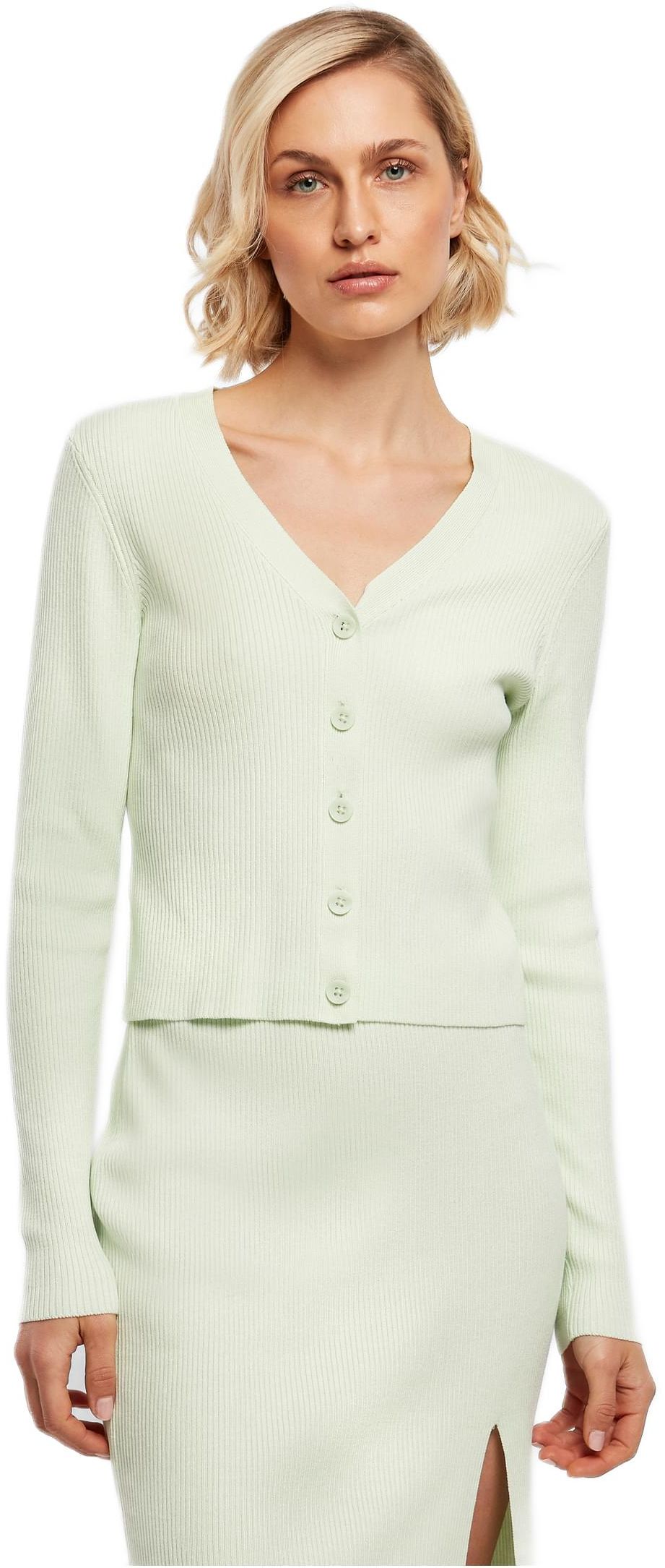 Ladies Short Rib Knit Cardigan Urban Classics TB4806-03672 lightmint