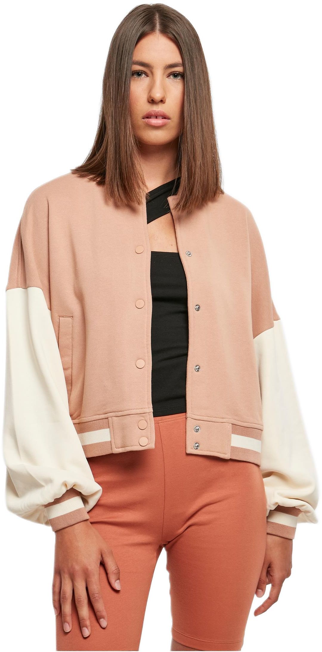 Ladies Oversized 2 Tone College Terry Jacket Urban Classics TB6003-04437 amber/whitesand