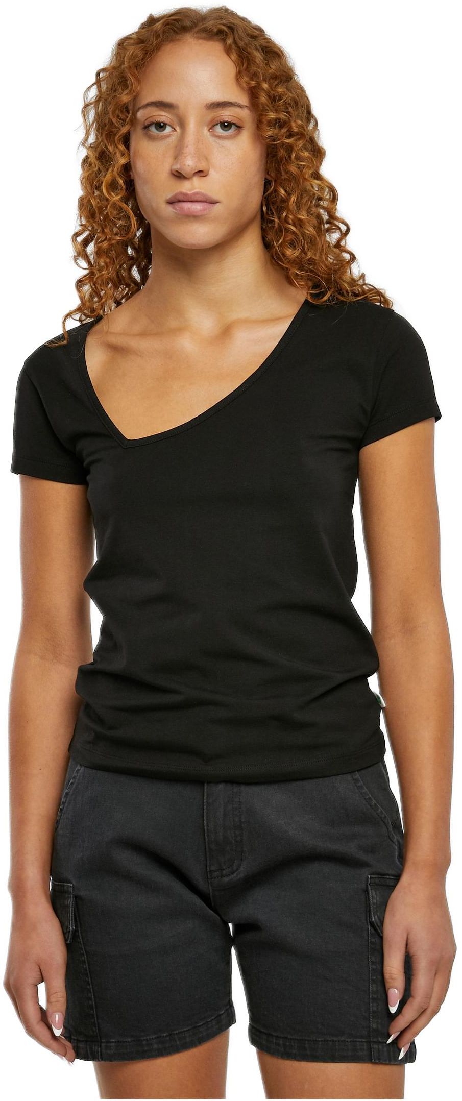 Ladies Organic Asymmetric Neckline Tee Urban Classics TB6047-00007 black