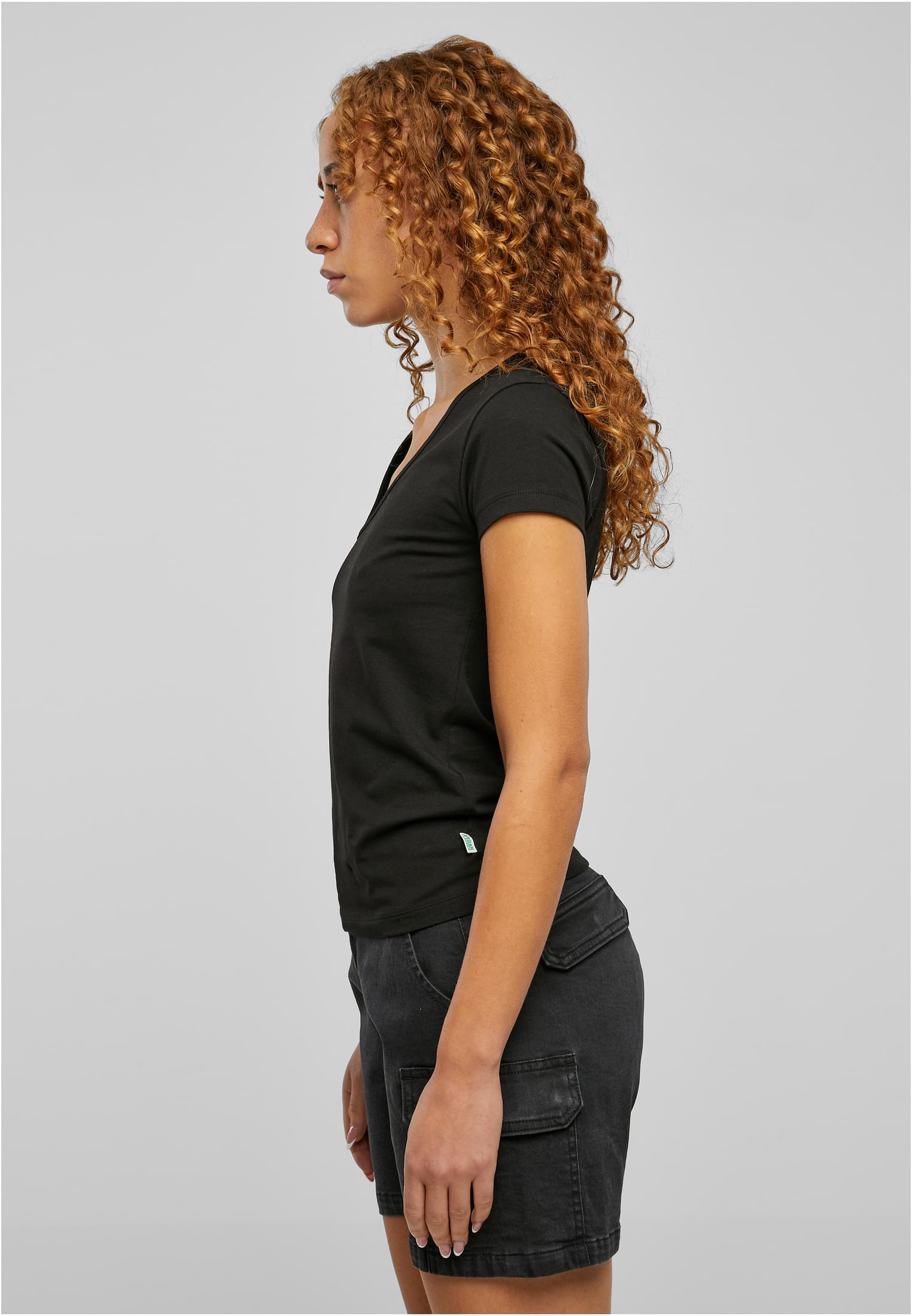 Ladies Organic Asymmetric Neckline Tee Urban Classics TB6047-00007 black