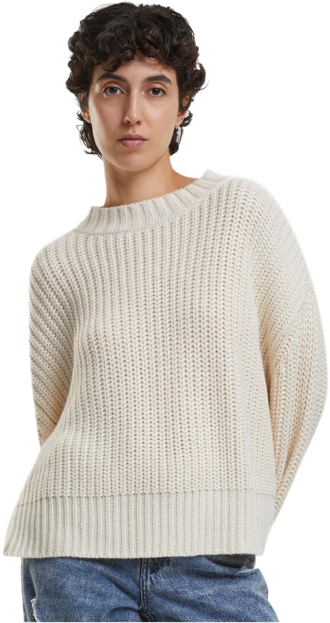 Ladies Wide Basic Oversized Sweater Urban Classics TB7093-02903 whitesand