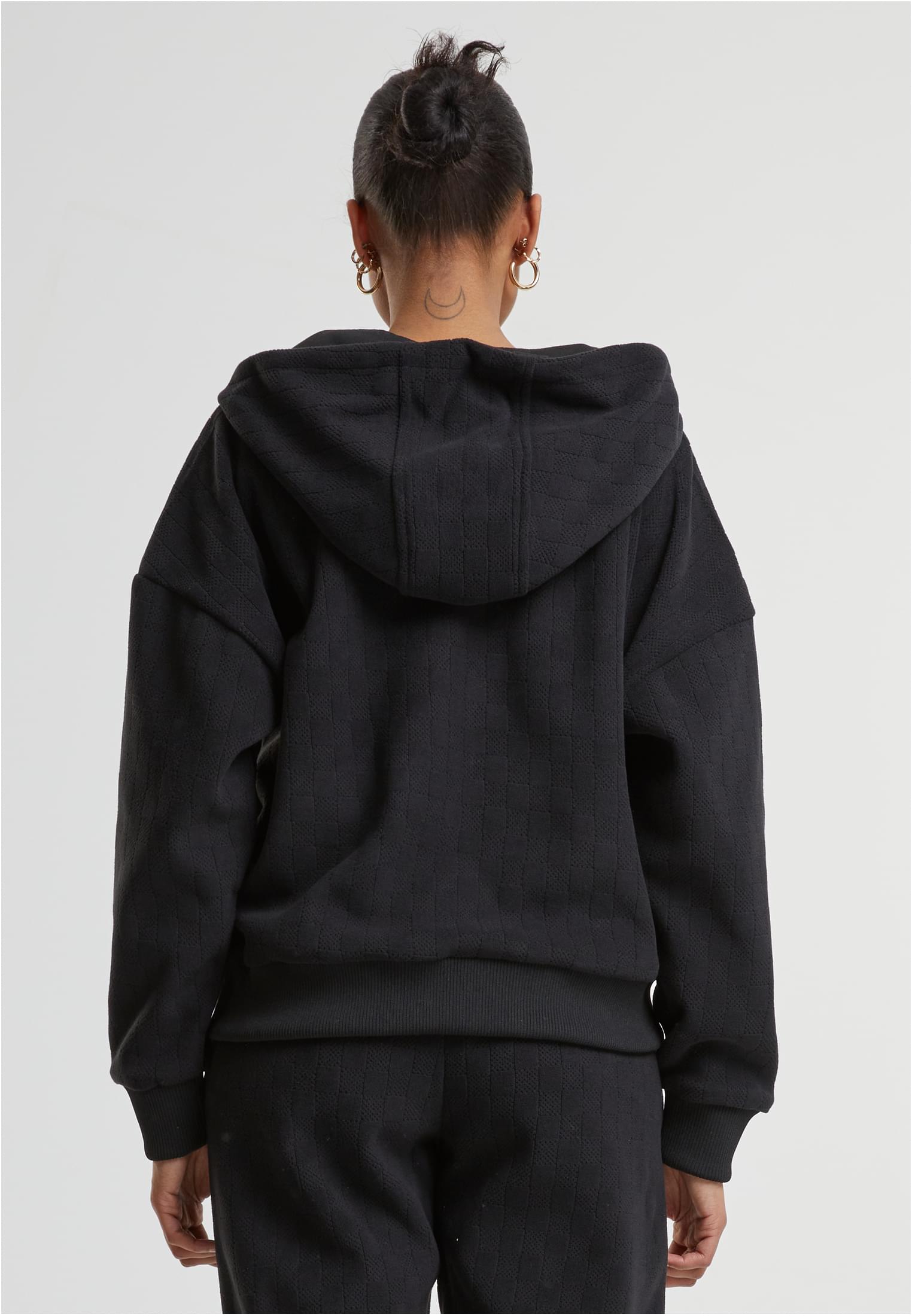 Ladies Jacquard Velvet Oversized Zip Hoody Urban Classics TB7121-00007 black