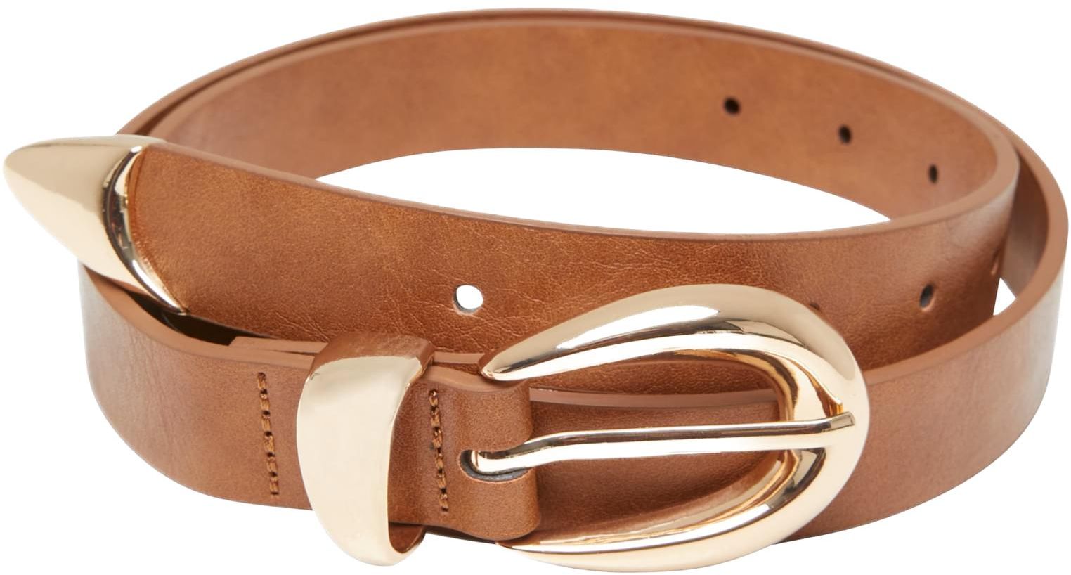 Chunky Buckle Loop Synthetic Leather Belt Urban Classics TB7211-03723 brown/gold
