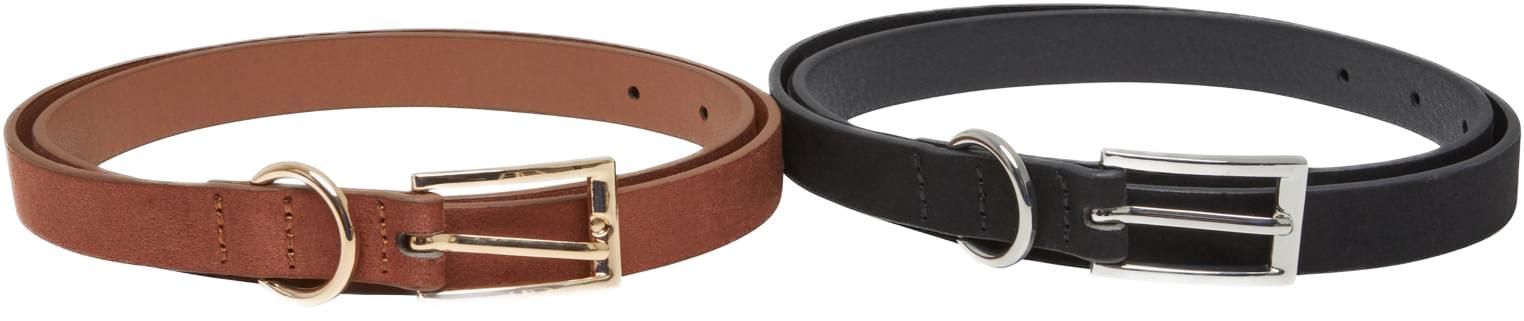 Slim Synthetic Velour Leather Belt 2-Pack Urban Classics TB7214-17834 black/silver+brown/gold