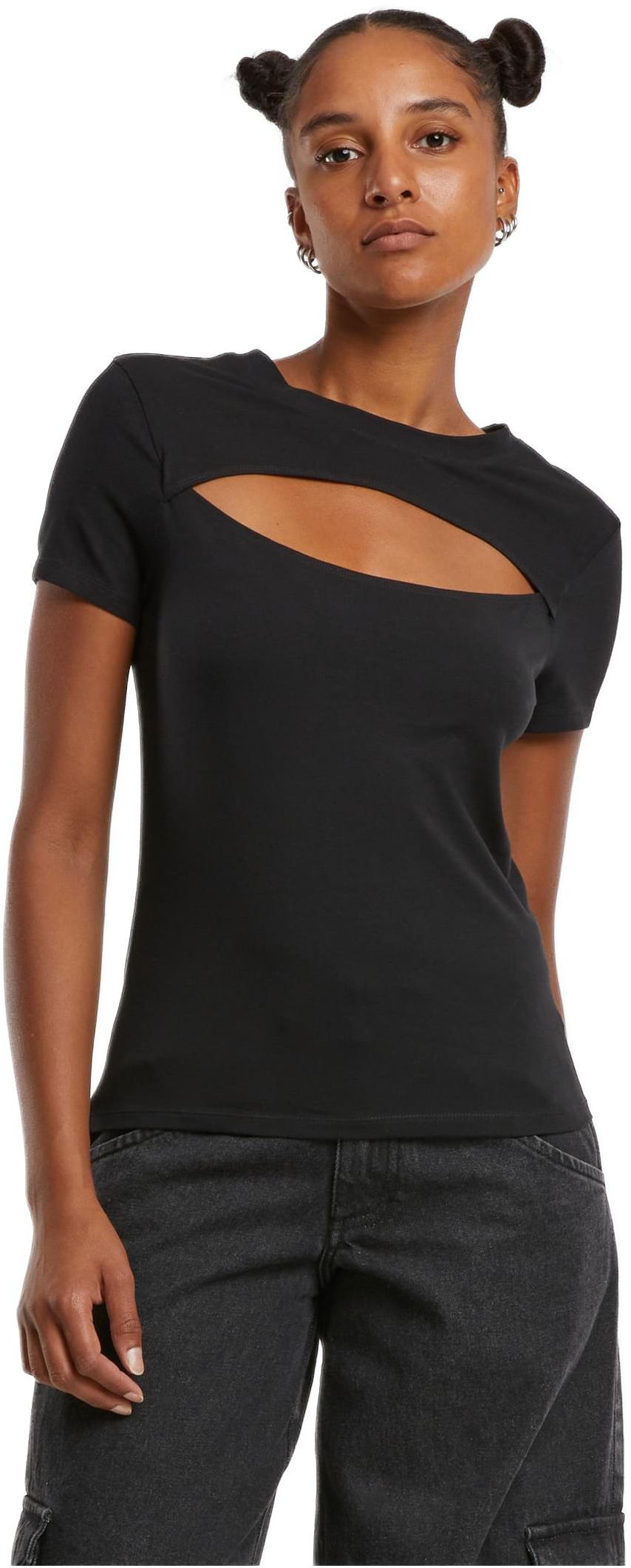 Ladies Short Cut Out Tee Urban Classics TB7454-00007 black