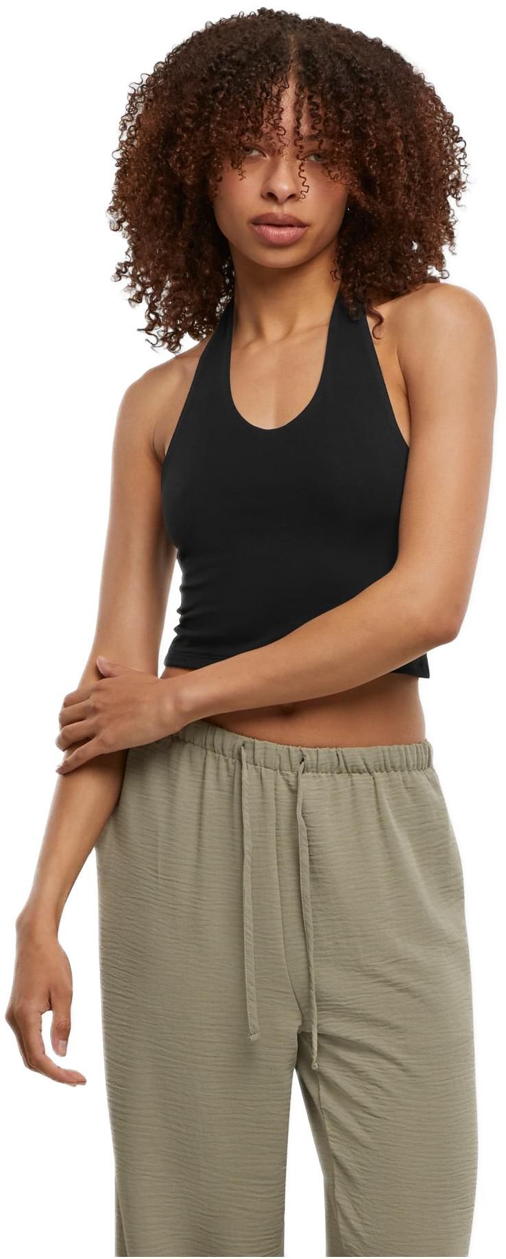 Ladies Basic Neckholder Jersey Top Urban Classics TB7533-00007 black