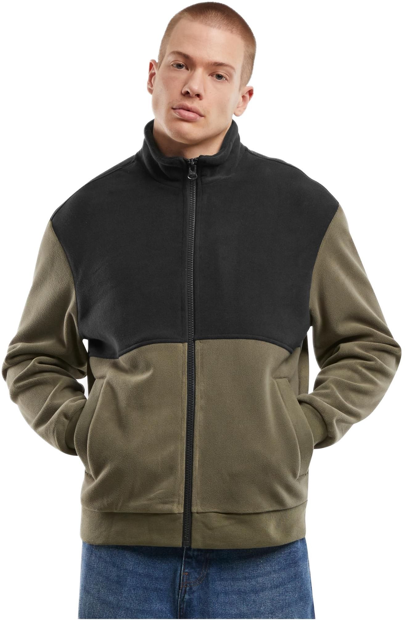 Colour Block Polar Fleece Jacket Urban Classics TB7016-02973 black/olive