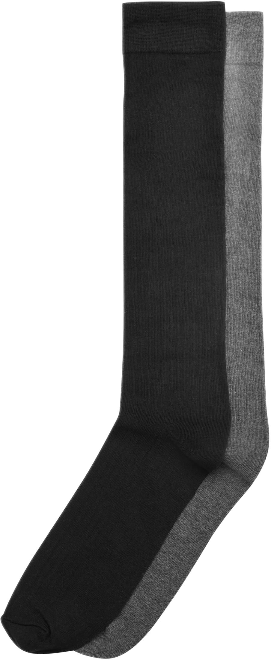 High Knee Socks 2-Pack Urban Classics TB7429A-20551 black+darkgrey
